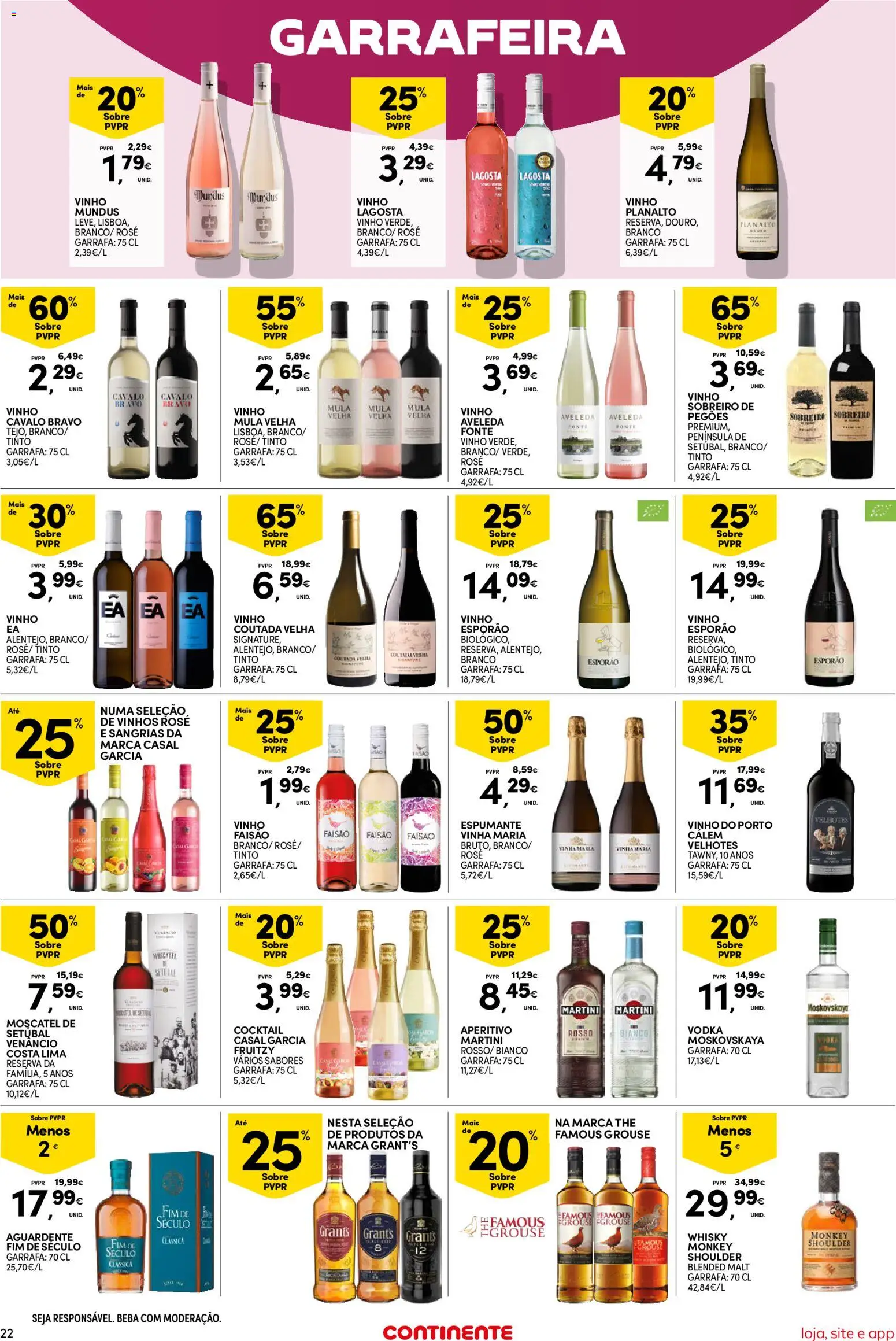 Continente Semanal Continente Bom Dia │ válido de 30/06/2026 | Página: 22 | Produtos: Whisky, Espumante, Vinho, Vodka