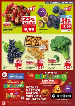 Pogląd oferty "K-STĄD TAKIE DOBRE Polskie truskawki, 500 g opakowanie (=1 kg 19,98)" - ważna od 07.09.2026 | Strona: 3 | Produkty: Brokuł, Kurki, Gazety, Śliwki