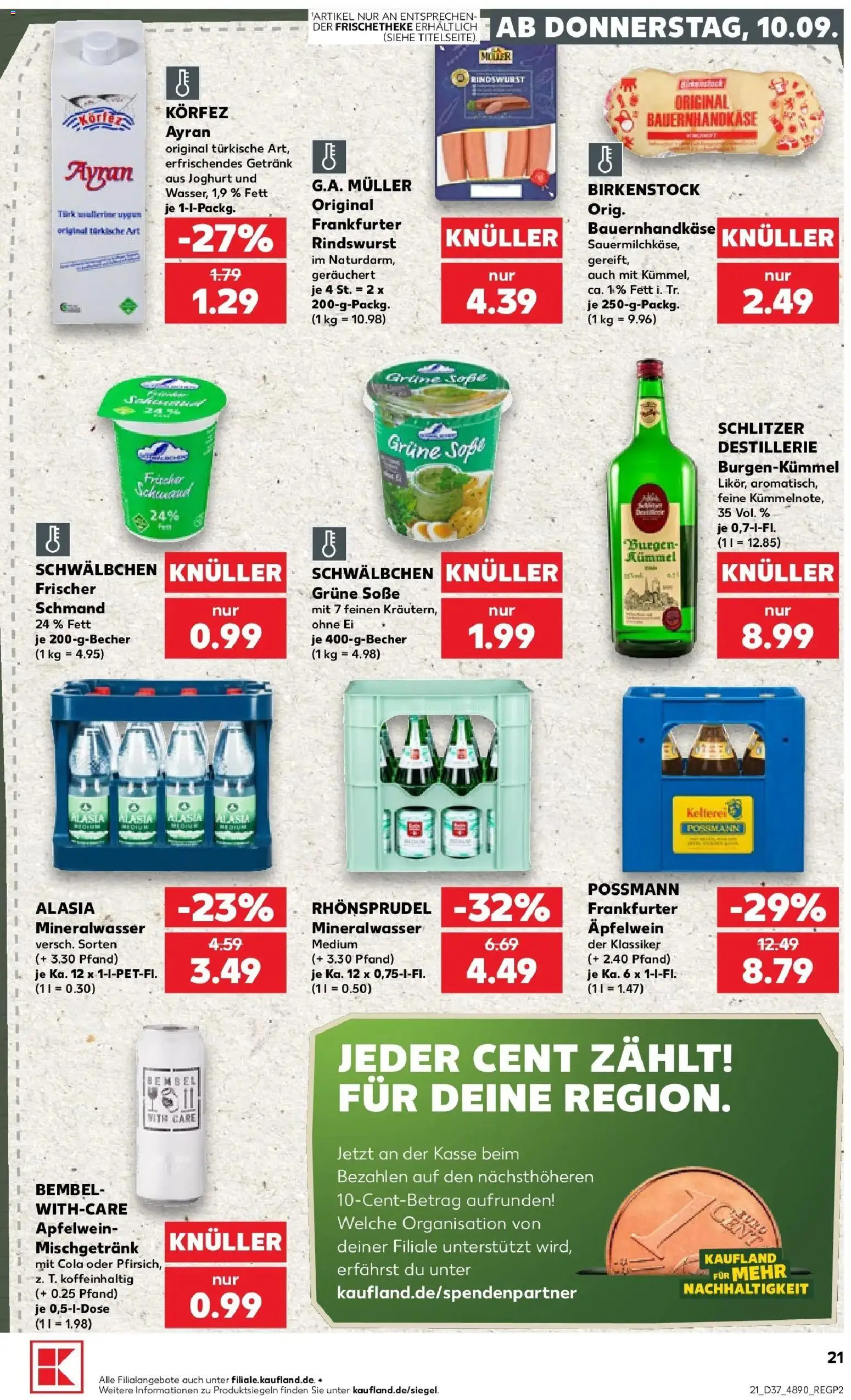 Prospekt Kaufland ab 10.09.2026 » Angebote Online zum Blättern | Seite: 21 | Produkte: Joghurt, Mineralwasser, Soße, Rhonsprudel