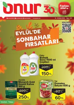16 Eylül 2026 tarihinden itibaren geçerli olan Onur Market kataloğu önizlemesi