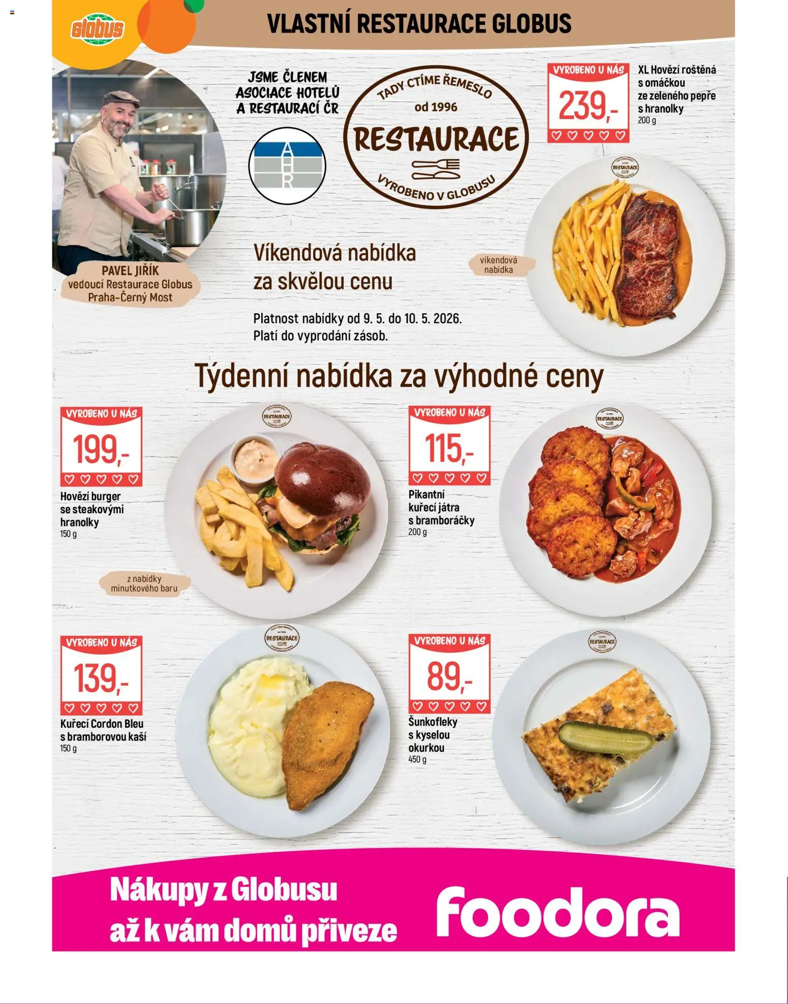 Globus leták - Praha Černý Most od 06.05.2026 | Strana: 7 | Produkty: Burger, Hranolky, Hovězí roštěná, Hovězí burger