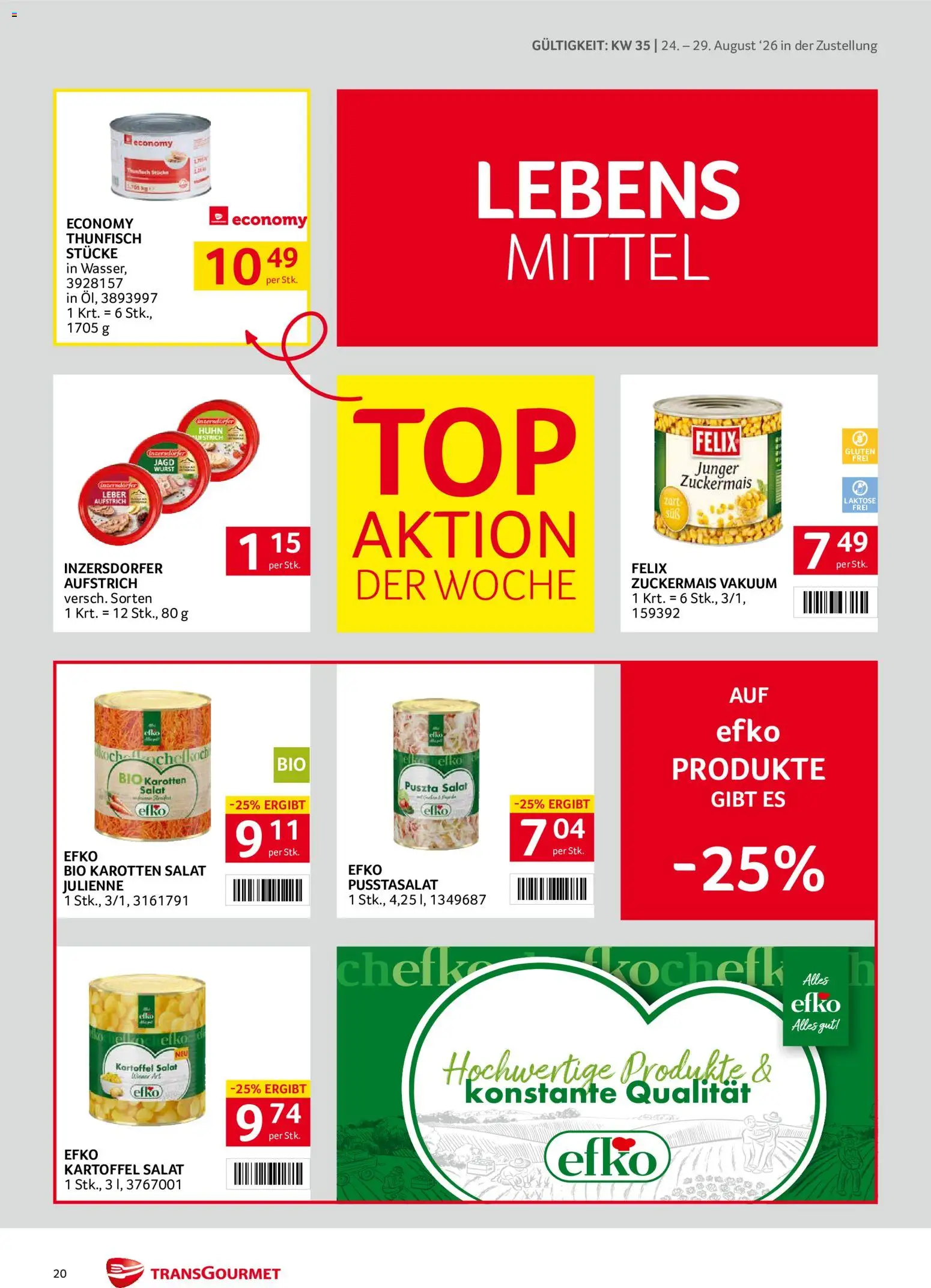 Transgourmet Zustellaktion gültig ab 24.08.2026 | Seite: 20 | Produkte: Salat