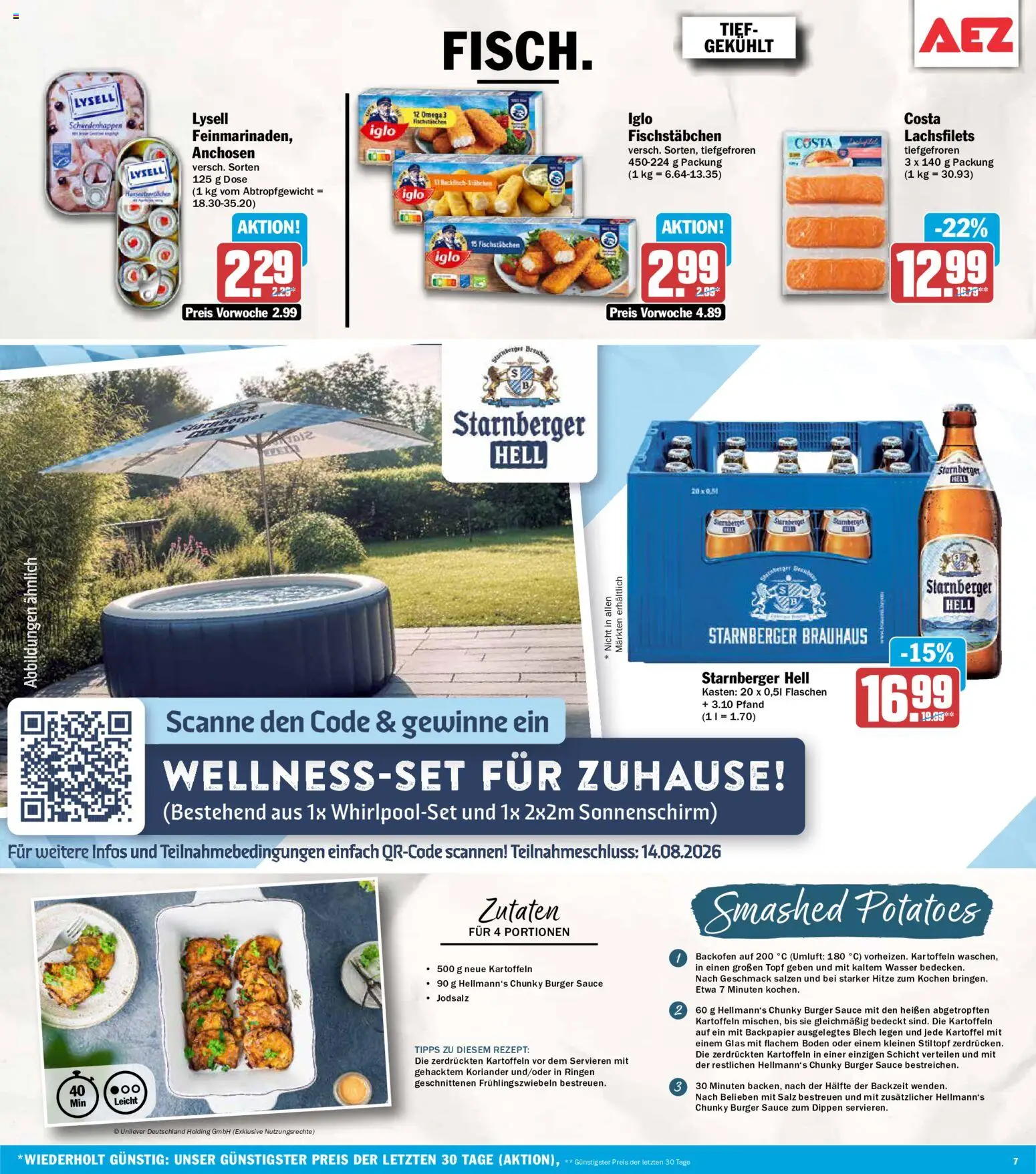 AEZ Prospekt – gültig ab 03.08.2026 | Seite: 7 | Produkte: Iglo, Wasser, Salz, Sonnenschirm