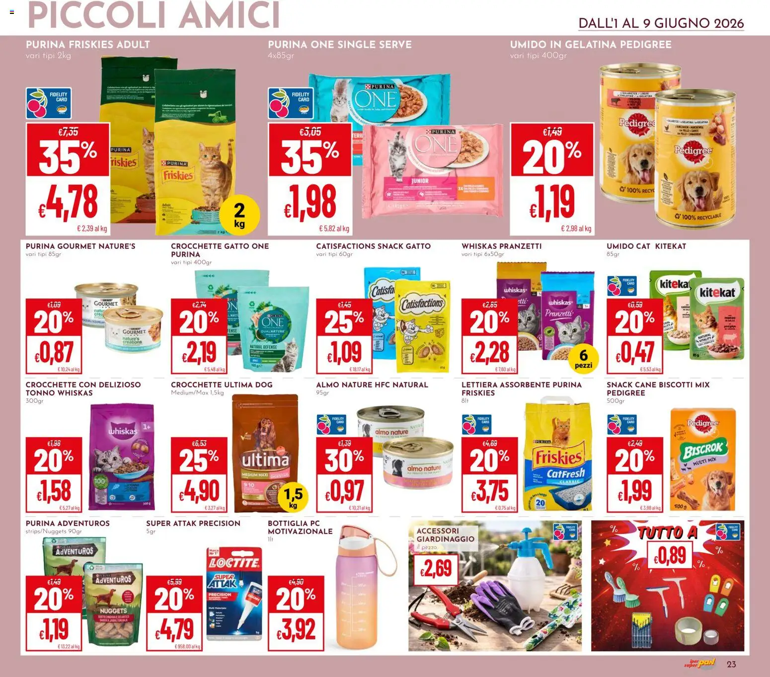 Volantino Pan del 01.06.2026 | Pagina: 23 | Prodotti: PC, Tonno, Crocchette gatto, Bottiglia