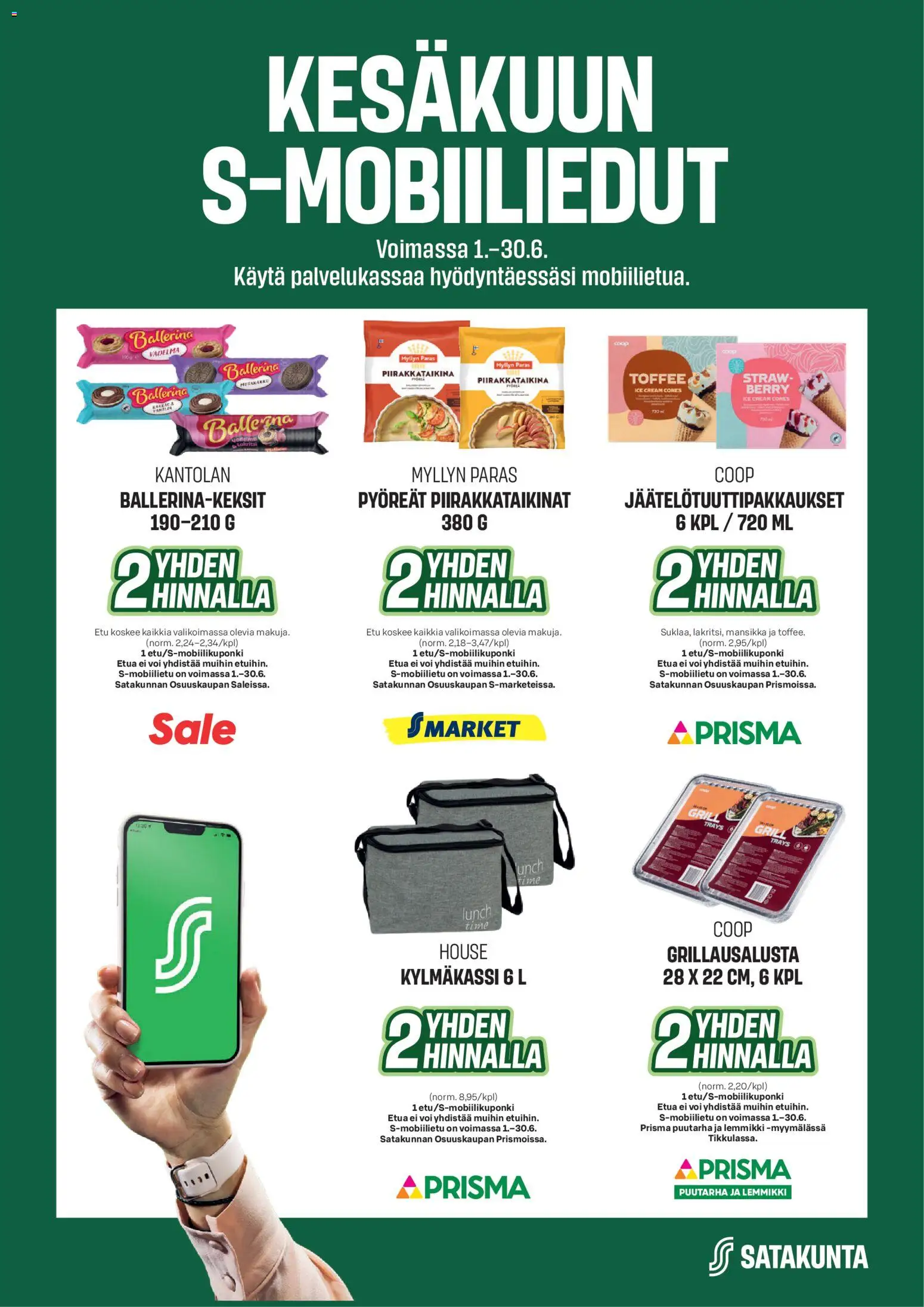 S-market tarjoukset - Kesäkuun S-mobiiliedut – voimassa 01.06.2026 alkaen | Sivu: 1 | Tuotteet: Vadelma, Voi