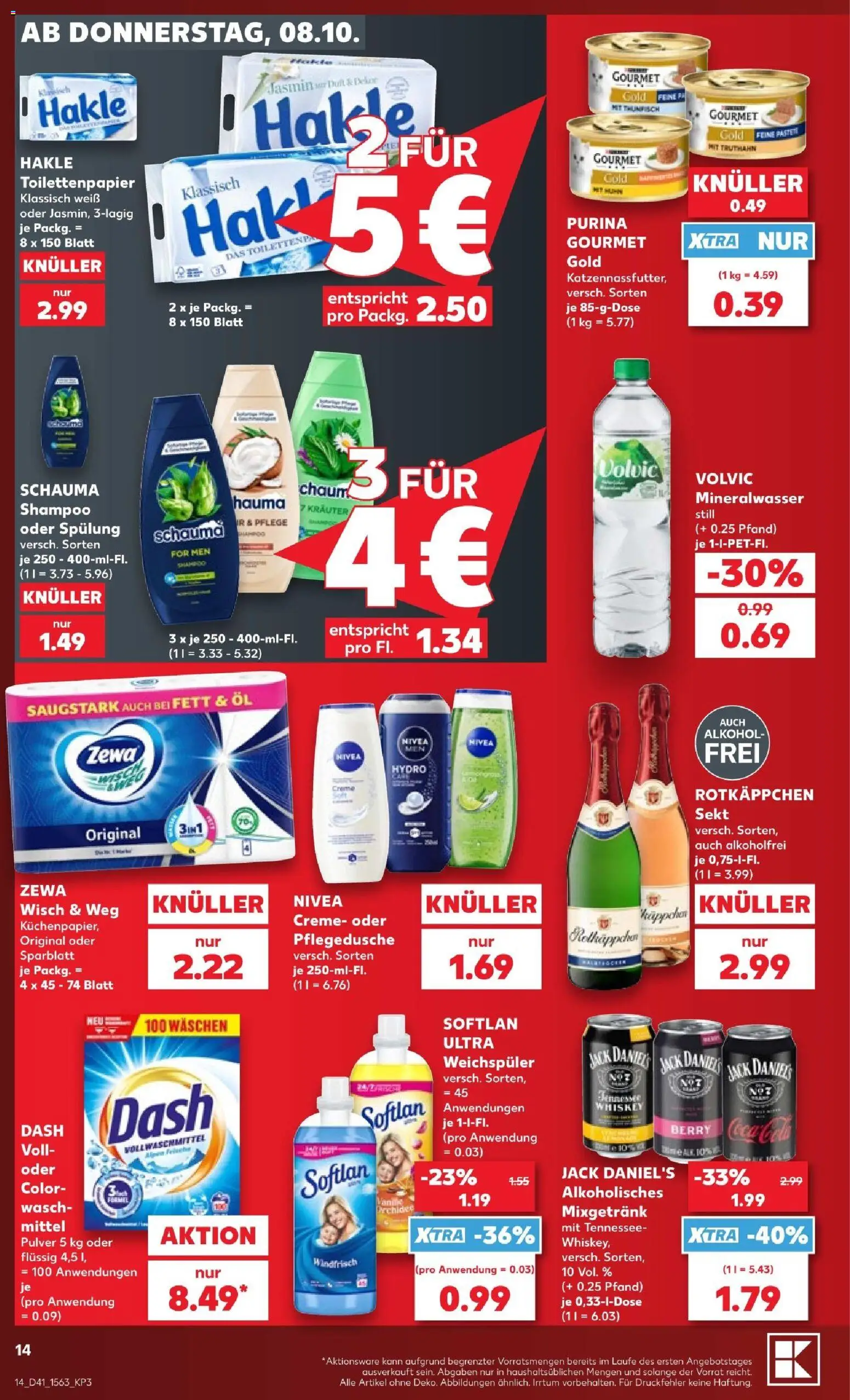 Kaufland Prospekt Kiel – gültig ab 08.10.2026 | Seite: 16 | Produkte: Zewa, Rotkäppchen, Whiskey, Toilettenpapier