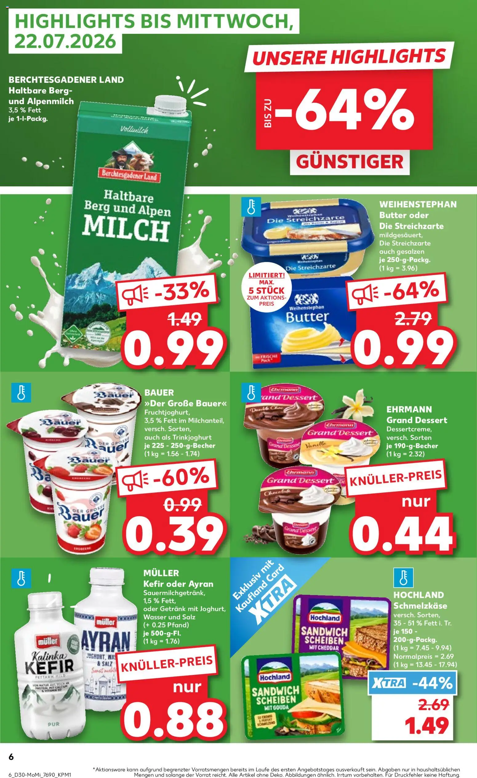 Kaufland Prospekt Speyer – gültig ab 20.07.2026 | Seite: 6 | Produkte: Milch, Butter, Gouda, Trinkjoghurt