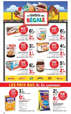 U Express - Prévisualisation de U Express - Les prix bas de la semaine valide à partir de 18/08/2026 | Page: 16 | Produits: Kinder maxi, Nutella biscuits, Pâte à tartiner, Biscuits