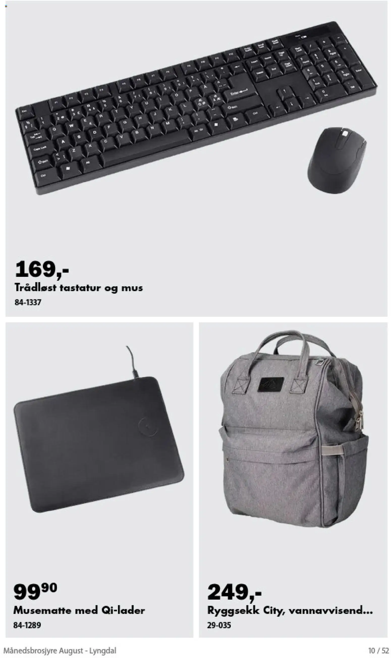 {H1} | Side: 10 | Produkter: Ryggsekk, Tastatur