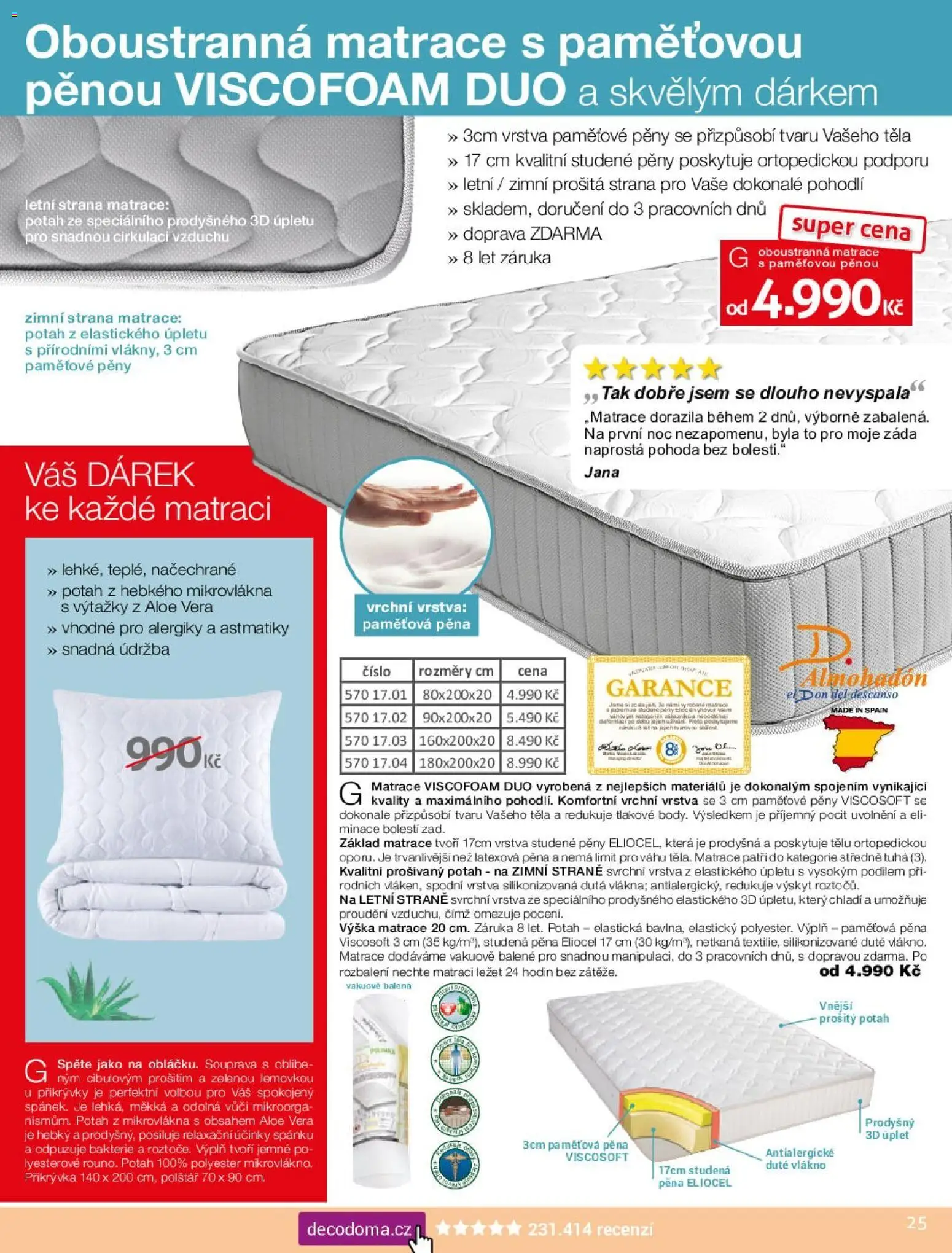 Decodoma katalog Jaro 2026 od 30.03.2026 | Strana: 25 | Produkty: Aloe vera, Matrace, Polštář, Přikrývka