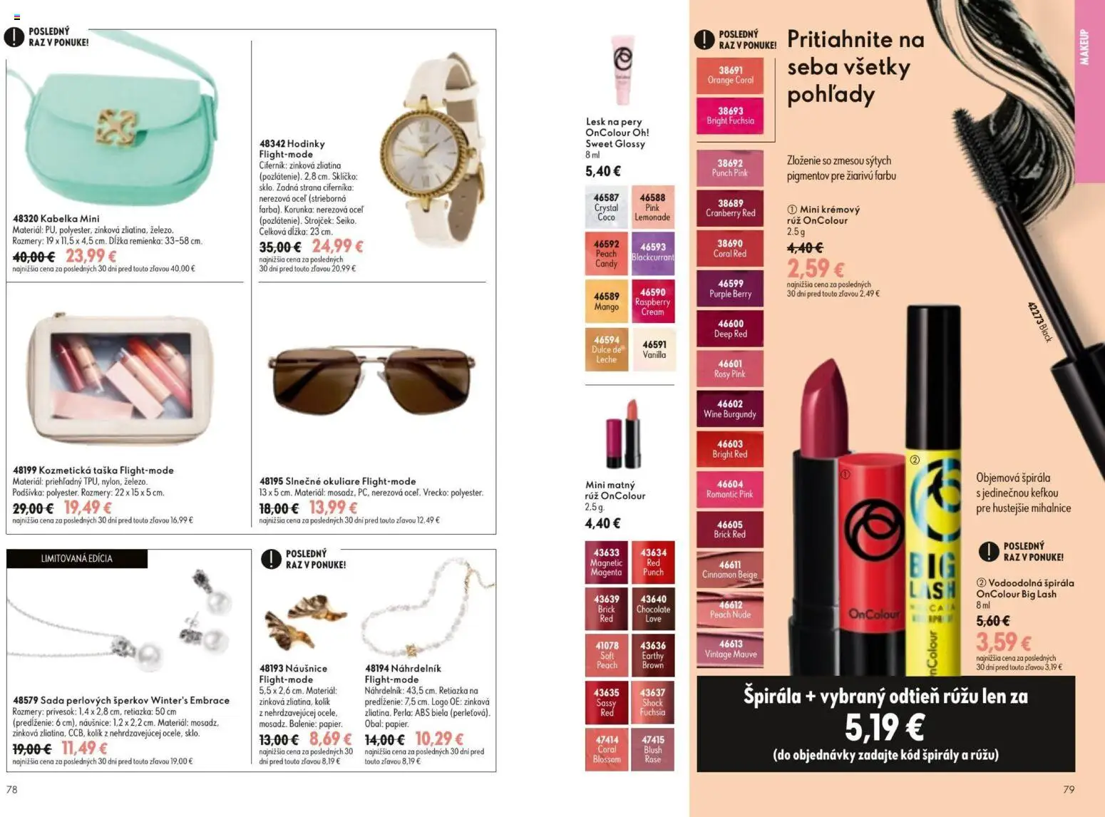 Nové Oriflame akcie – leták je platný od 19.08.2026 | Strana: 40 | Produkty: Strojček, Hodinky, Lesk na pery, Taška