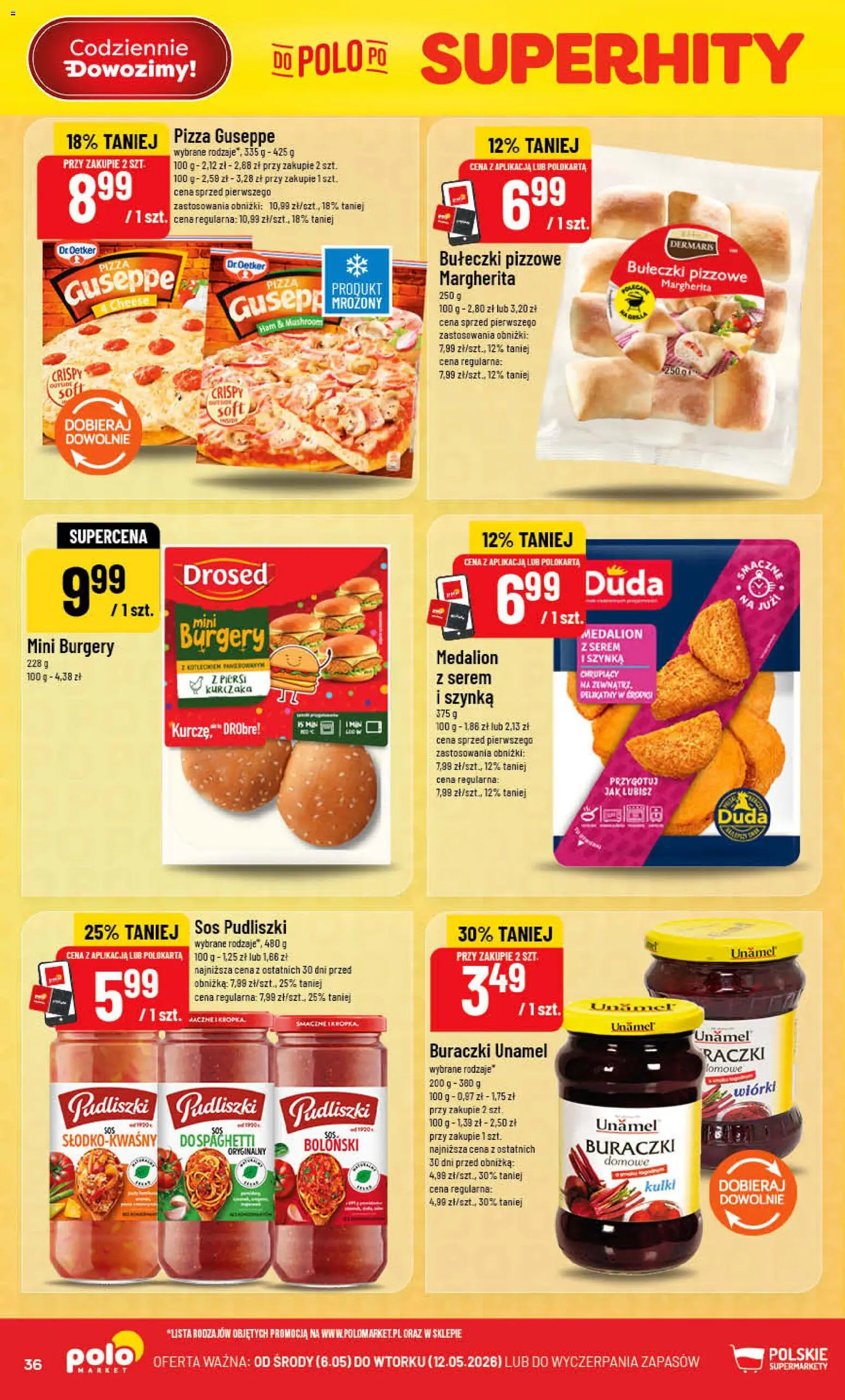 POLOmarket gazetka od 06.05.2026 | Strona: 36 | Produkty: Piersi, Szynka, Pizza, Sos