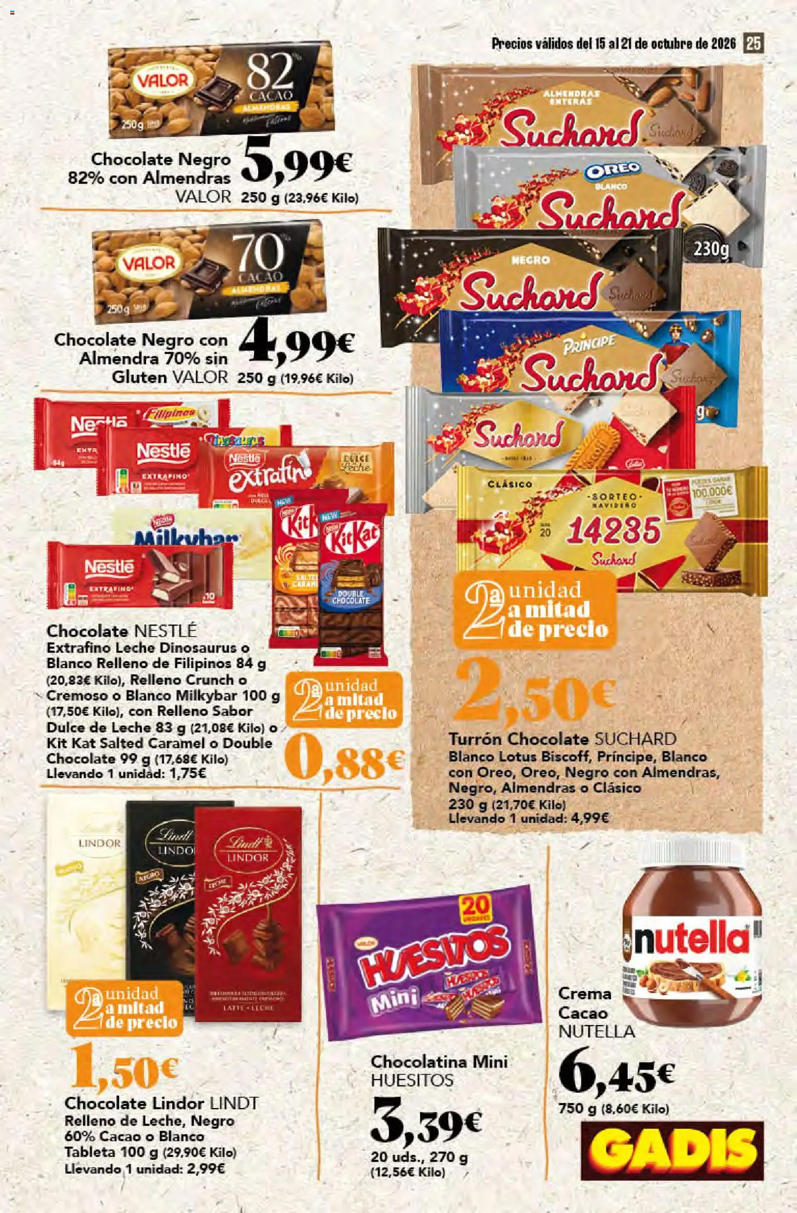 Gadis - folleto │ válido desde el 15/10/2026 | Página: 25 | Productos: Dulce, Chocolate, Lindt, Nutella