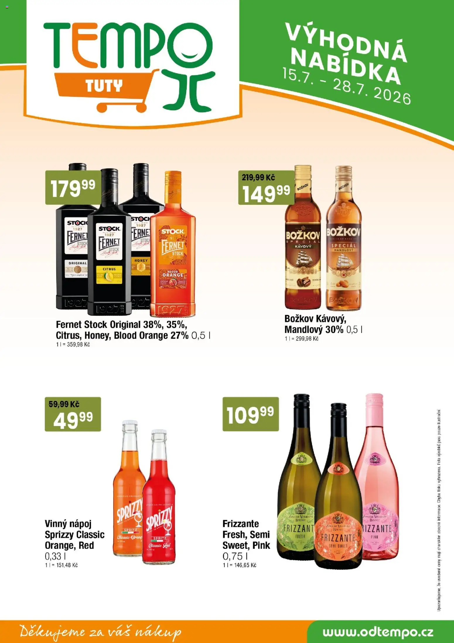 Tempo leták - Tuty od 15.07.2026 | Strana: 13 | Produkty: Frizzante, Spritz, Fernet, Božkov