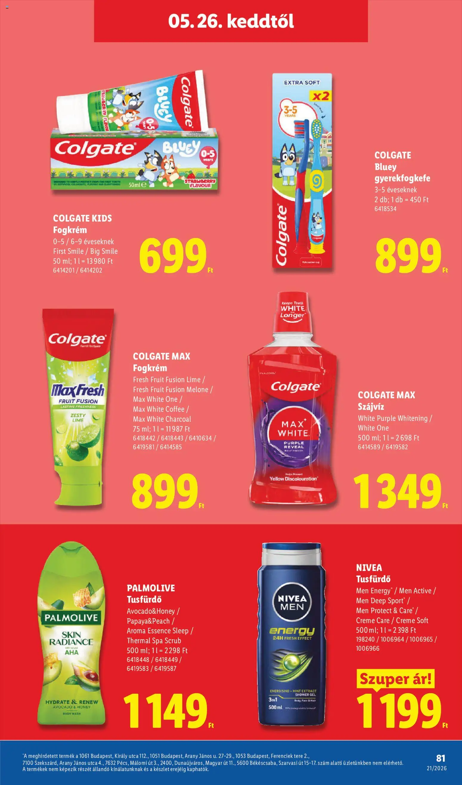 Lidl akciós ujság - amely érvényes a következő dátumtól: 21.05.2026 | Oldal: 81 | Termékek: Lime, Tusfürdő, Fogkrém, Szájvíz