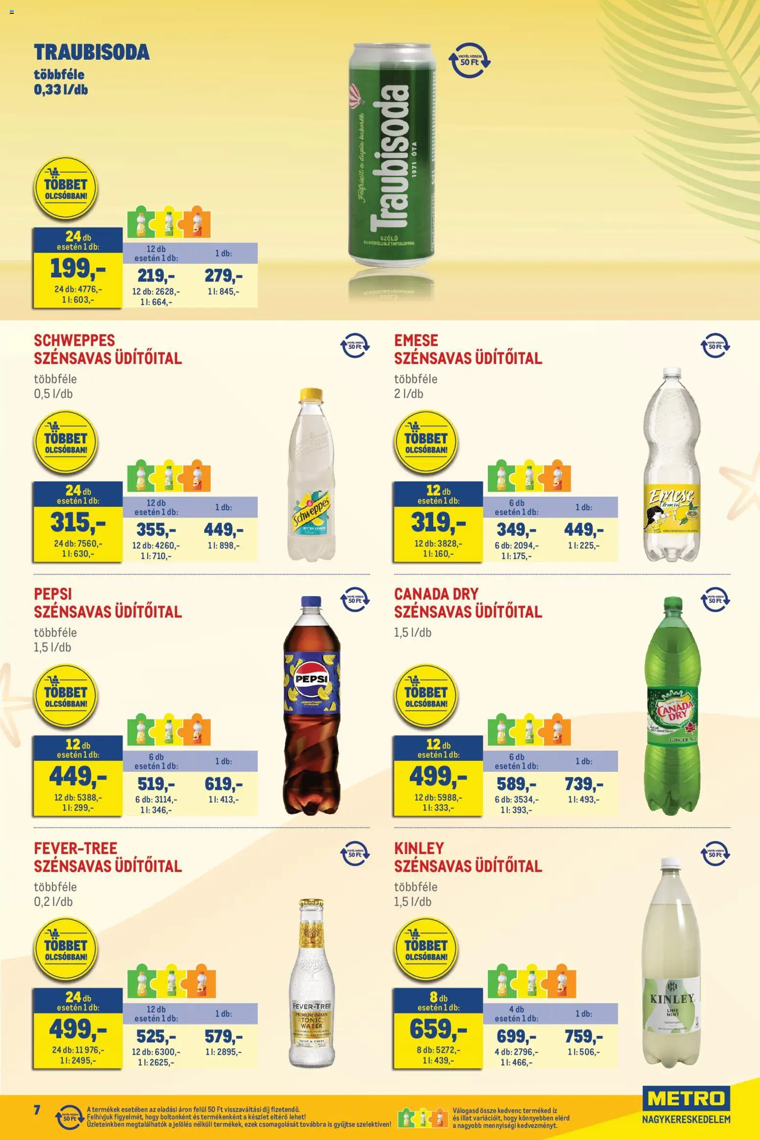 Metro akciós ujság - amely érvényes a következő dátumtól: 2026.07.01. | Oldal: 7 | Termékek: Tonic, Lime, Gyümölcslé, Pepsi