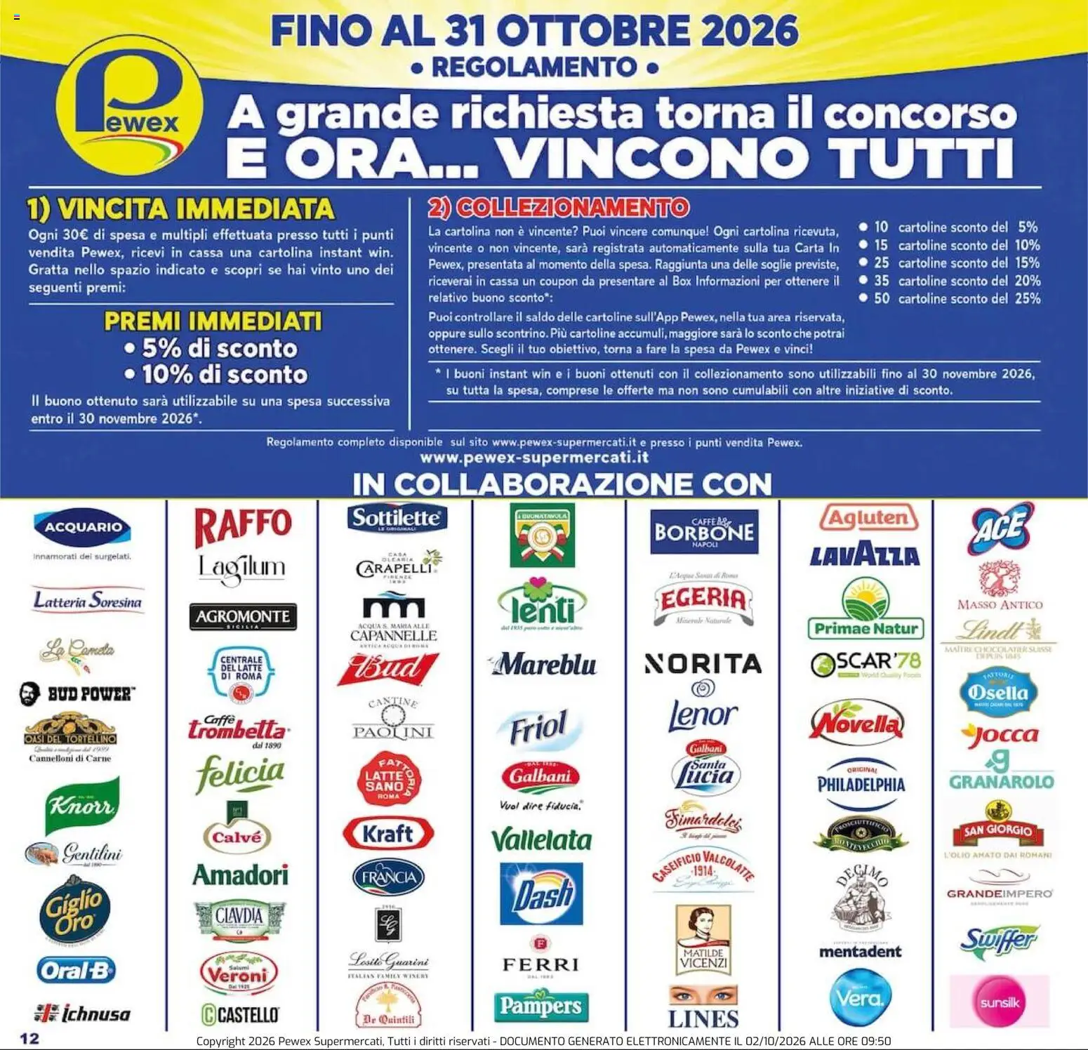 Volantino Pewex del 02/10/2026 | Pagina: 12 | Prodotti: Pampers, Carne, Lavazza, Borbone
