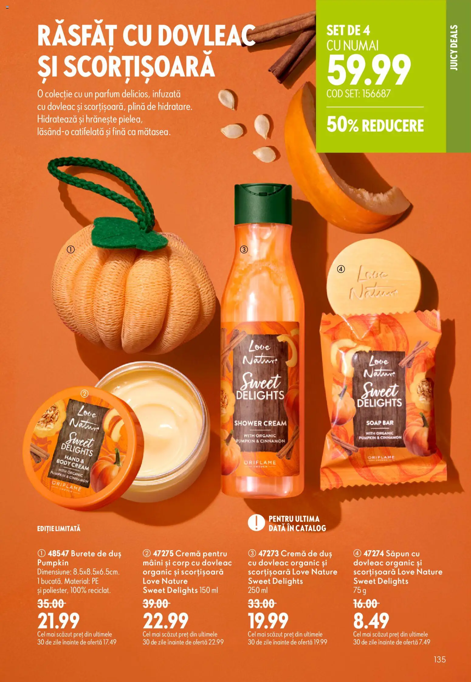 Noul catalog Oriflame – valabil de la 29.07.2026 | Pagină: 135 | Produse: Duș, Burete, Cremă, Săpun