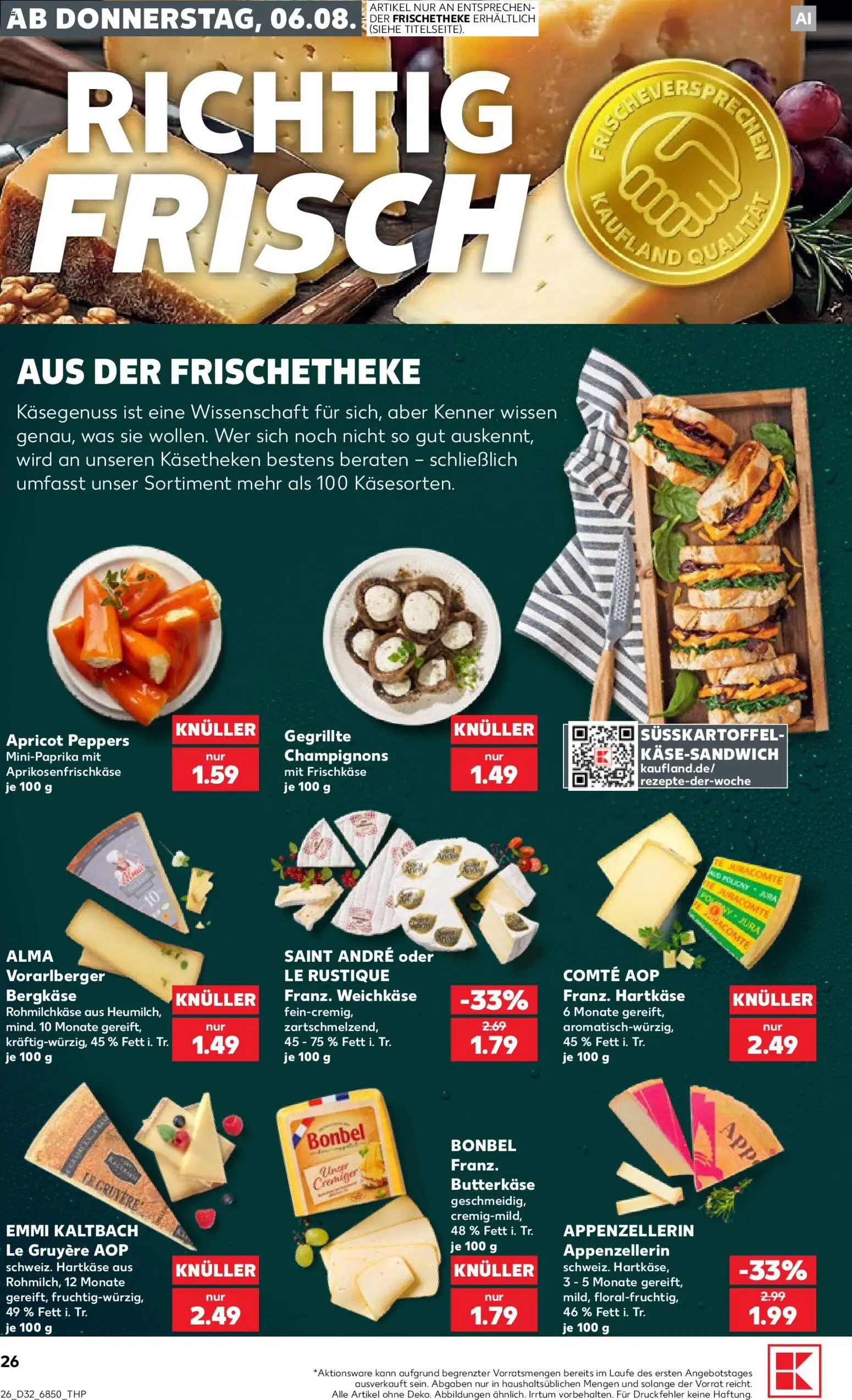 Kaufland Prospekt Speyer – gültig ab 06.08.2026 | Seite: 26 | Produkte: Jura, Champignons, Frischkase