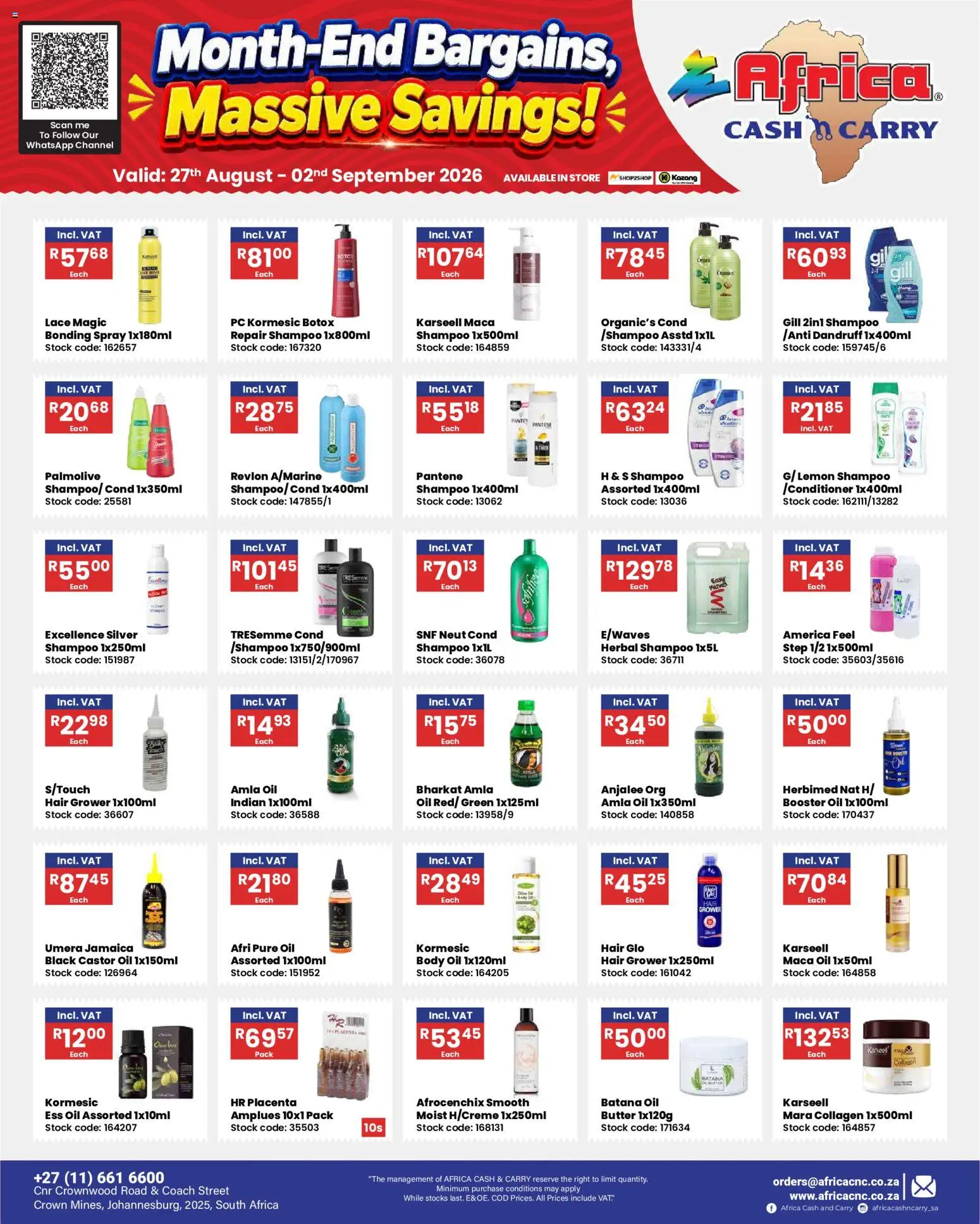 New Africa Cash & Carry catalogue – valid from 27/08/2026 | Page: 2 | Products: Butter, Oil, Stock, Lemon