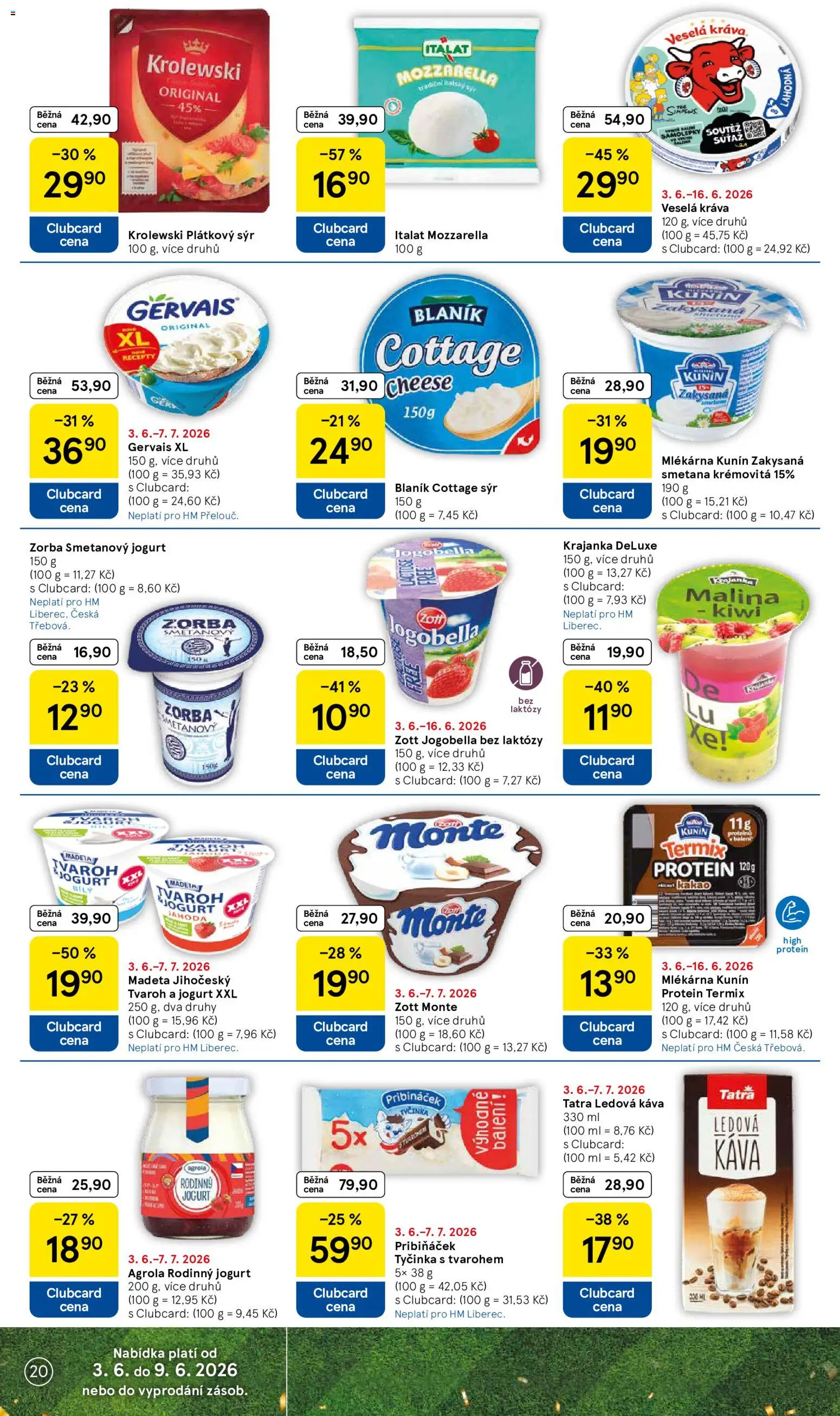 Tesco leták - Hypermarket od 03.06.2026 | Strana: 20 | Produkty: Smetana, Kiwi, Mozzarella, Cottage cheese
