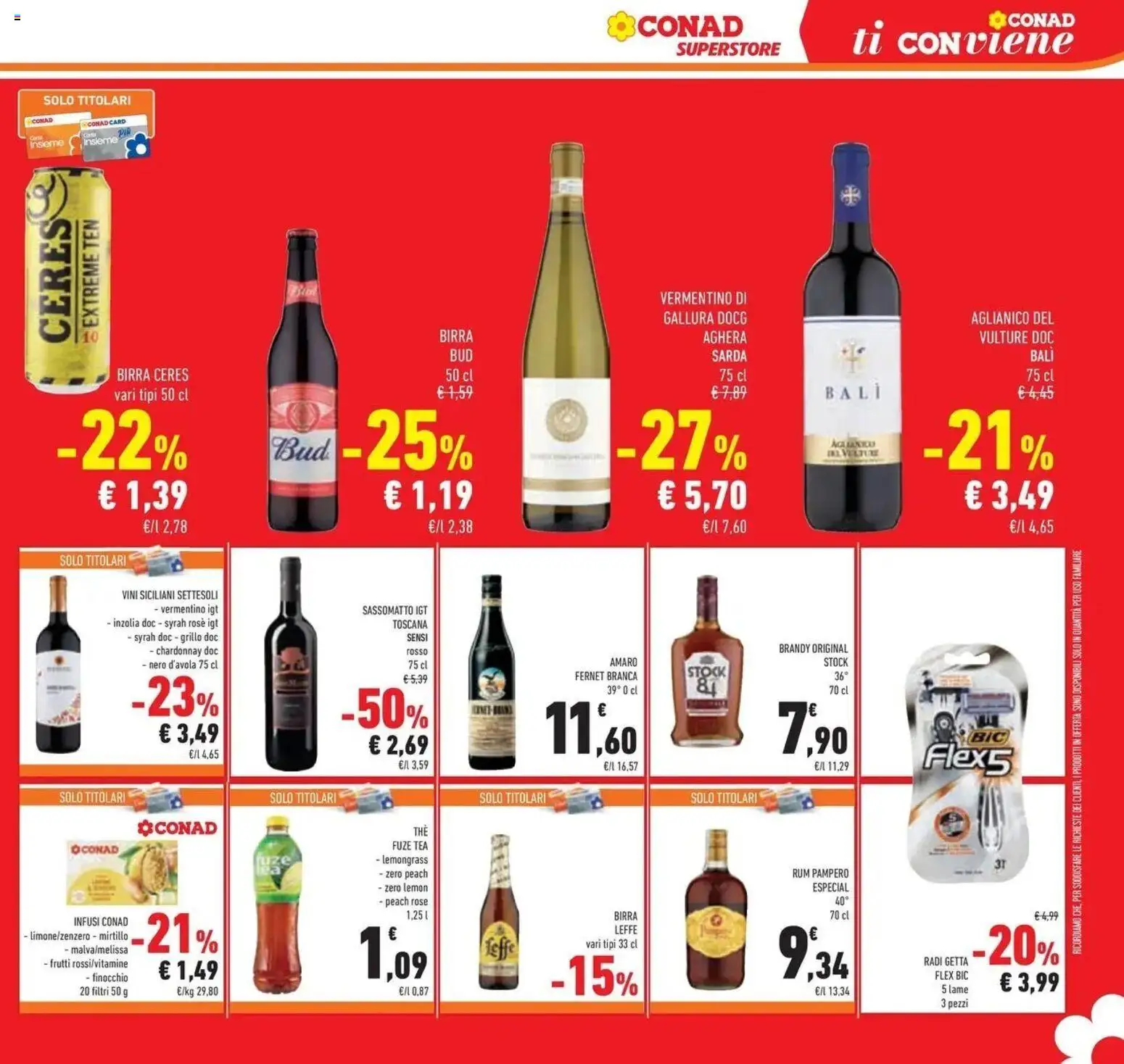 Anteprima volantino Conad dal 23/09/2026 prossima settimana | Pagina: 41 | Prodotti: Birra, The, Brandy, Amaro