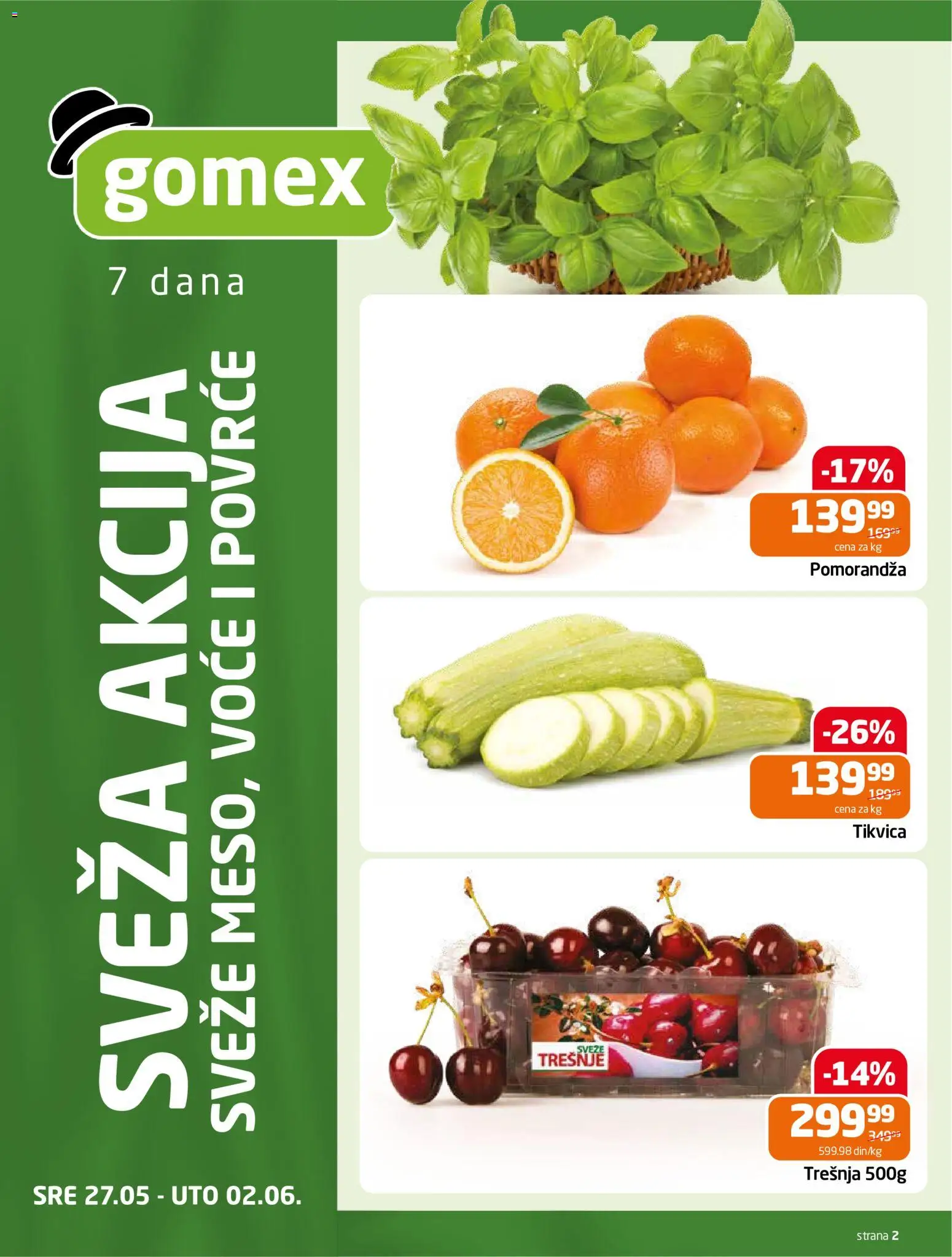 Gomex katalog - važi od 27.05.2026 | Strana: 2 | Proizvode: Pomorandza, Tikvica