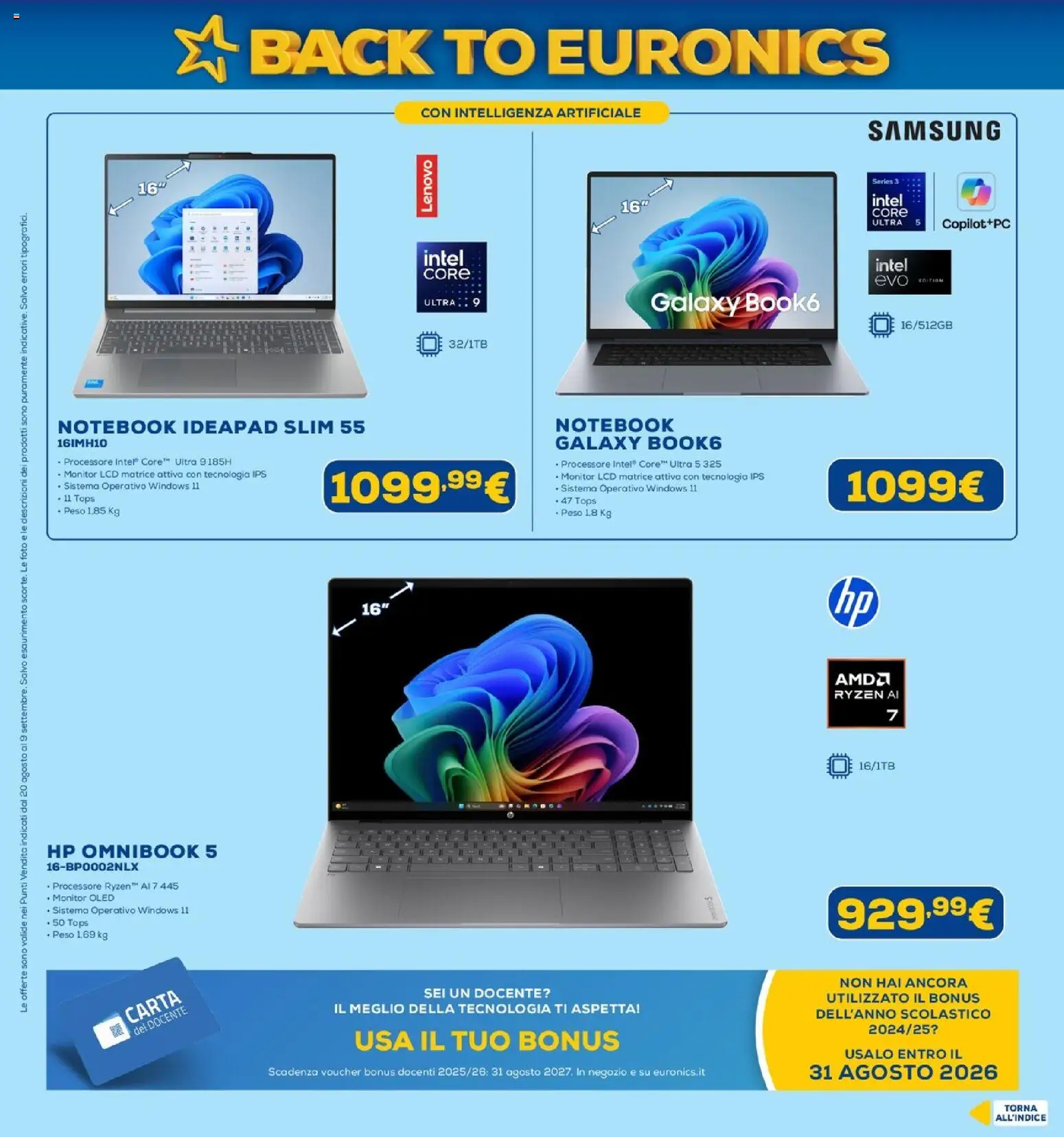 Volantino Euronics del 20/08/2026 | Pagina: 3 | Prodotti: Monitor, Notebook, Samsung