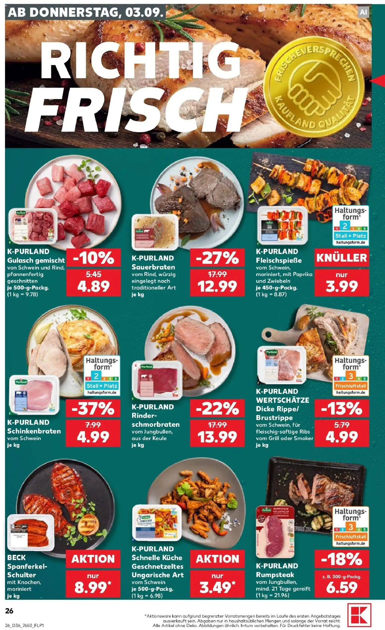 Prospekt Kaufland ab 31.08.2026 » Angebote Online zum Blättern | Seite: 35 | Produkte: Rumpsteak, Grill, Gulasch, Schulter