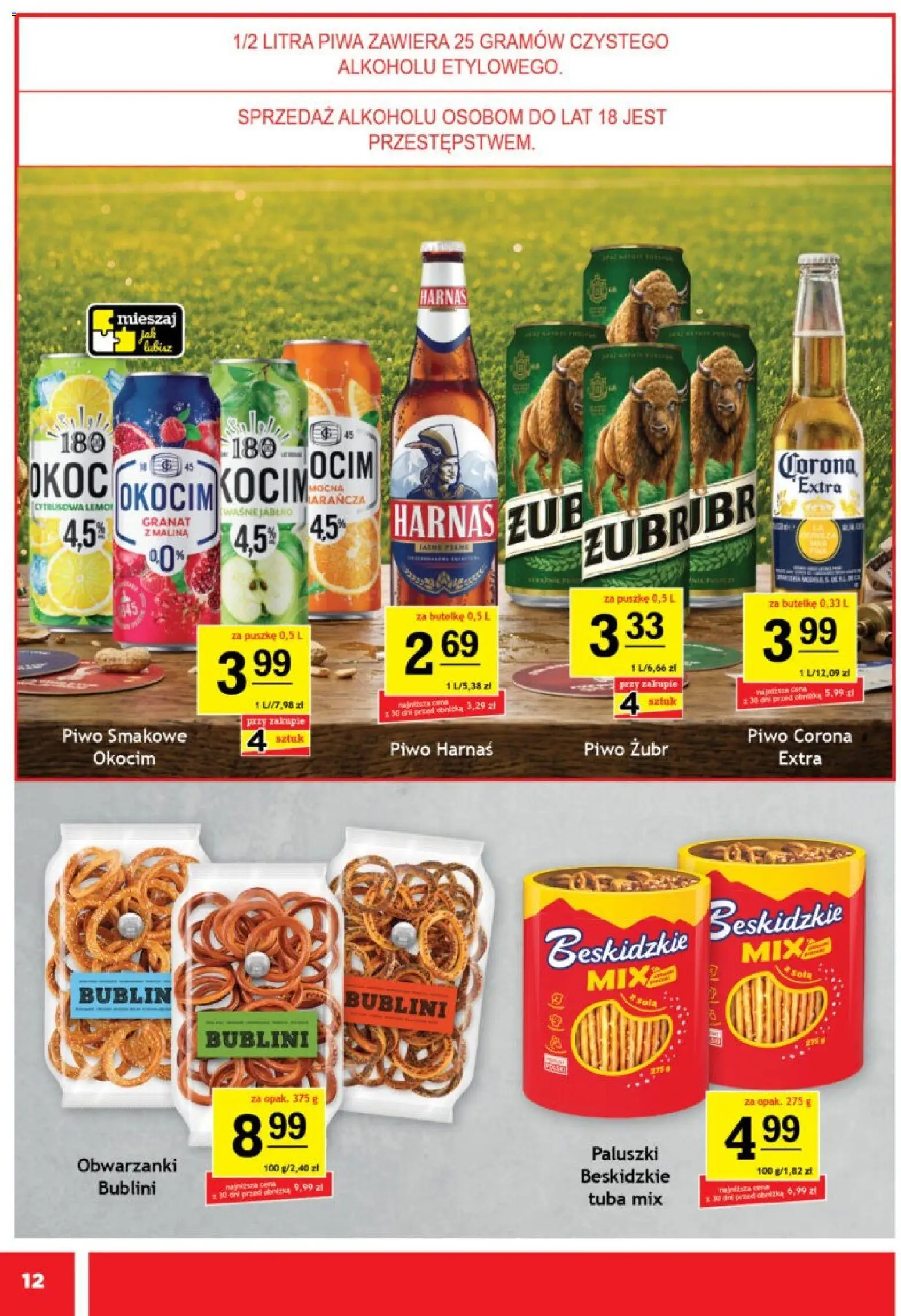Gram Market gazetka od 10.06.2026 | Strona: 12 | Produkty: Piwo żubr, Paluszki, Harnaś, Piwo
