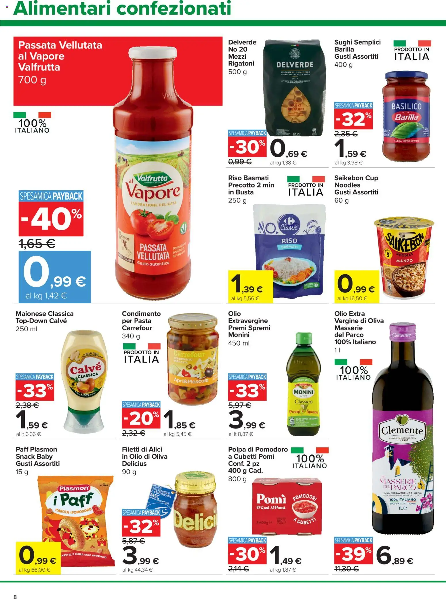Volantino Carrefour del 16/07/2026 | Pagina: 8 | Prodotti: Pasta, Basilico, The, Alici