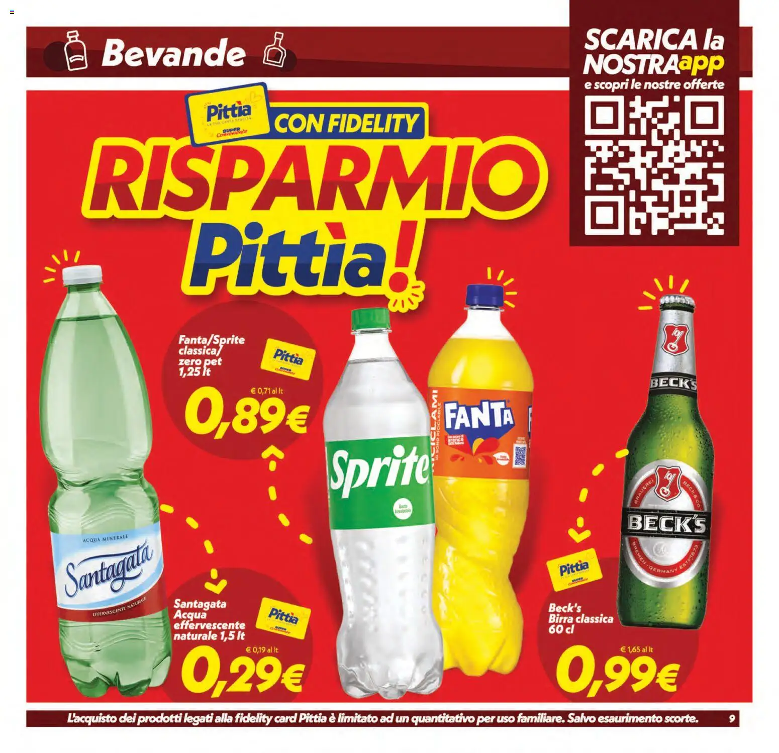Volantino SuperConveniente del 11/09/2026 | Pagina: 9 | Prodotti: Birra, Bevande, Acqua minerale, Sprite