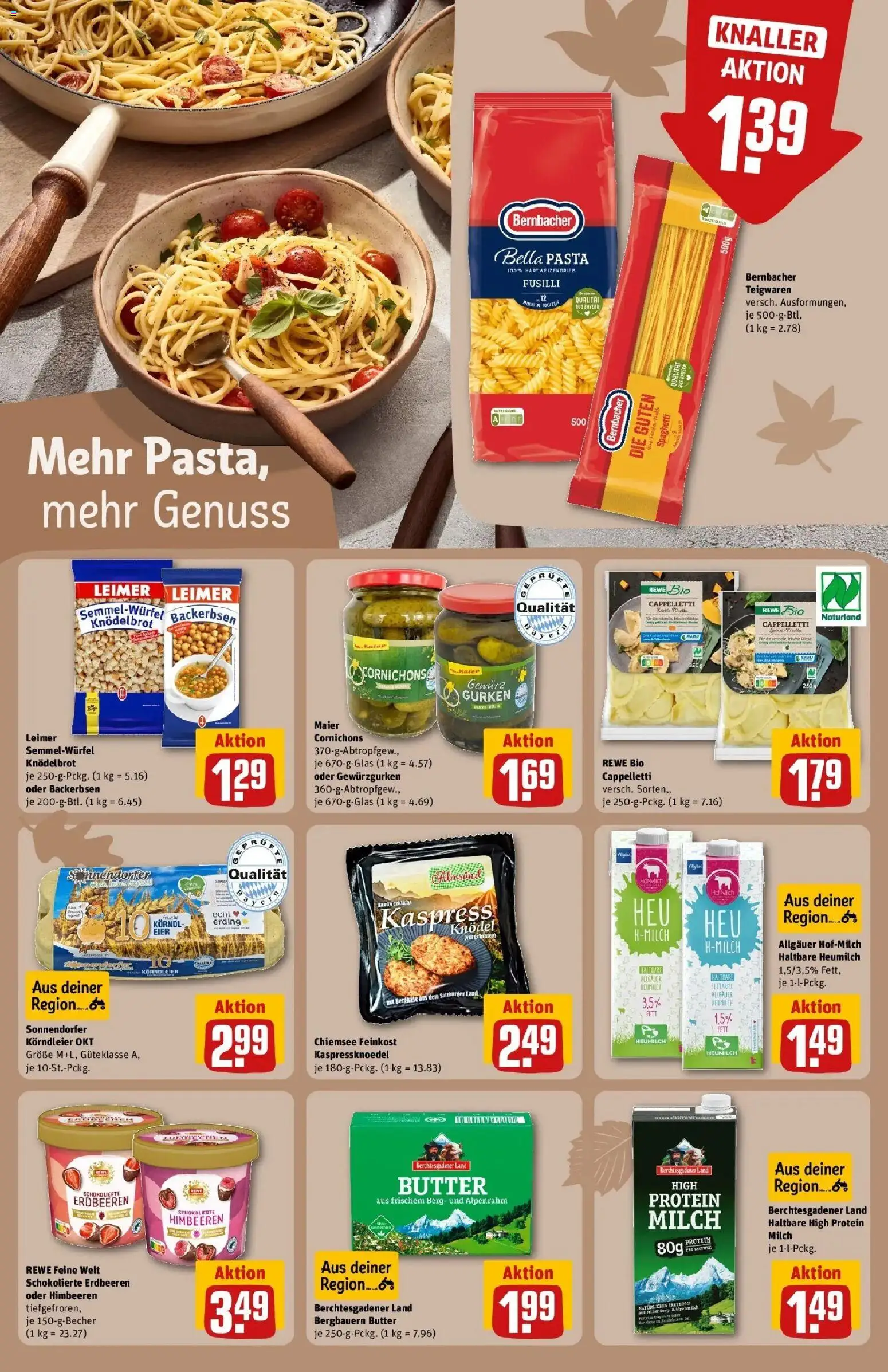 REWE Prospekt ab 12.10.2026 zum Blättern » Angebote | Seite: 22 | Produkte: Himbeeren, Milch, Pasta, Gurken