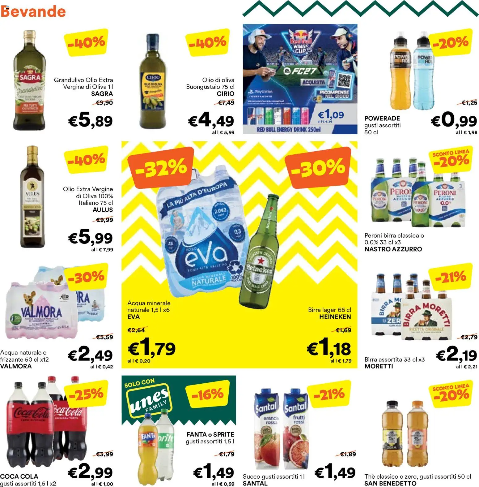 Volantino Unes del 23/09/2026 | Pagina: 8 | Prodotti: Acqua, Bevande, Red Bull, Sprite