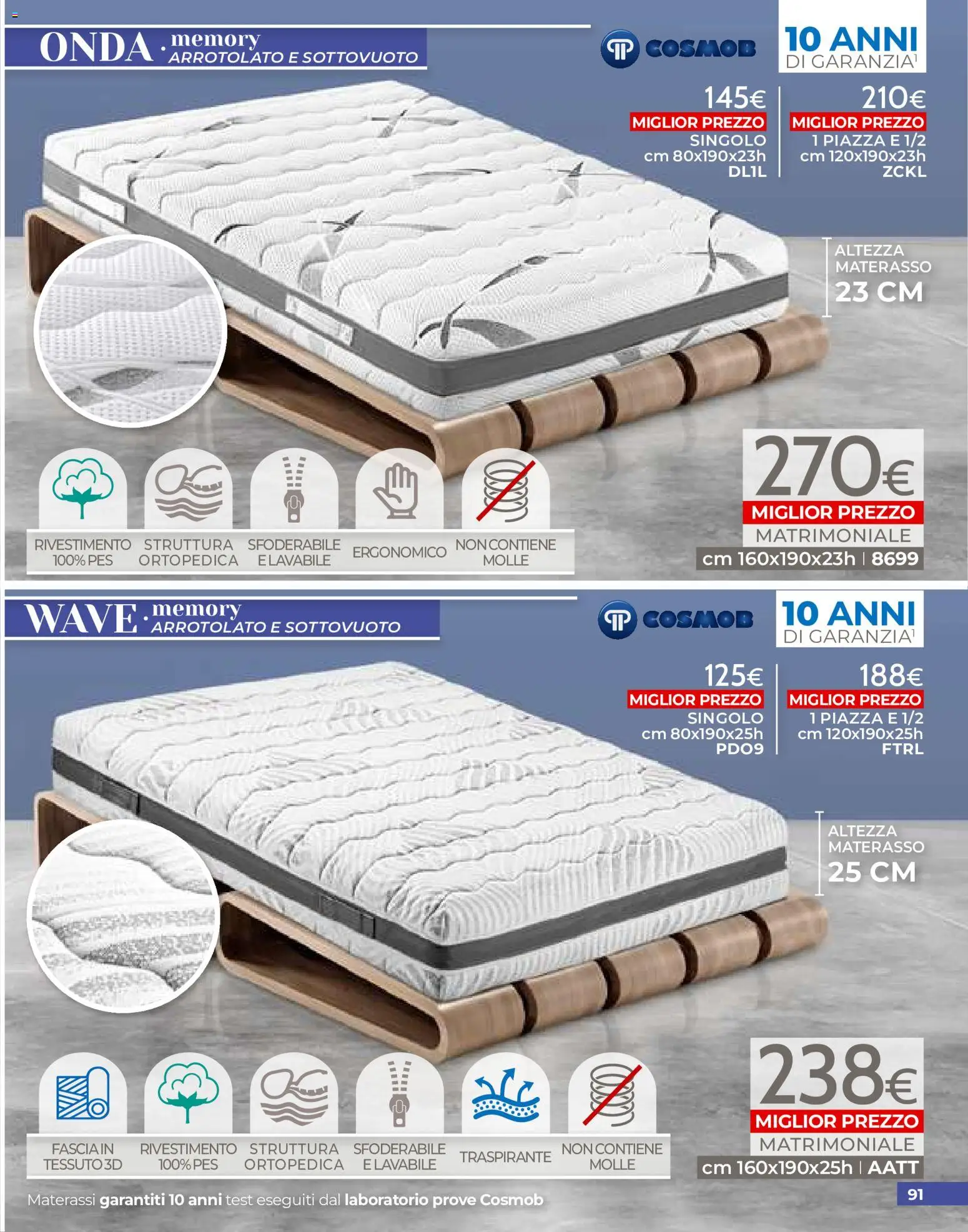 Volantino Mondo Convenienza del 01/07/2026 | Pagina: 91 | Prodotti: Materasso