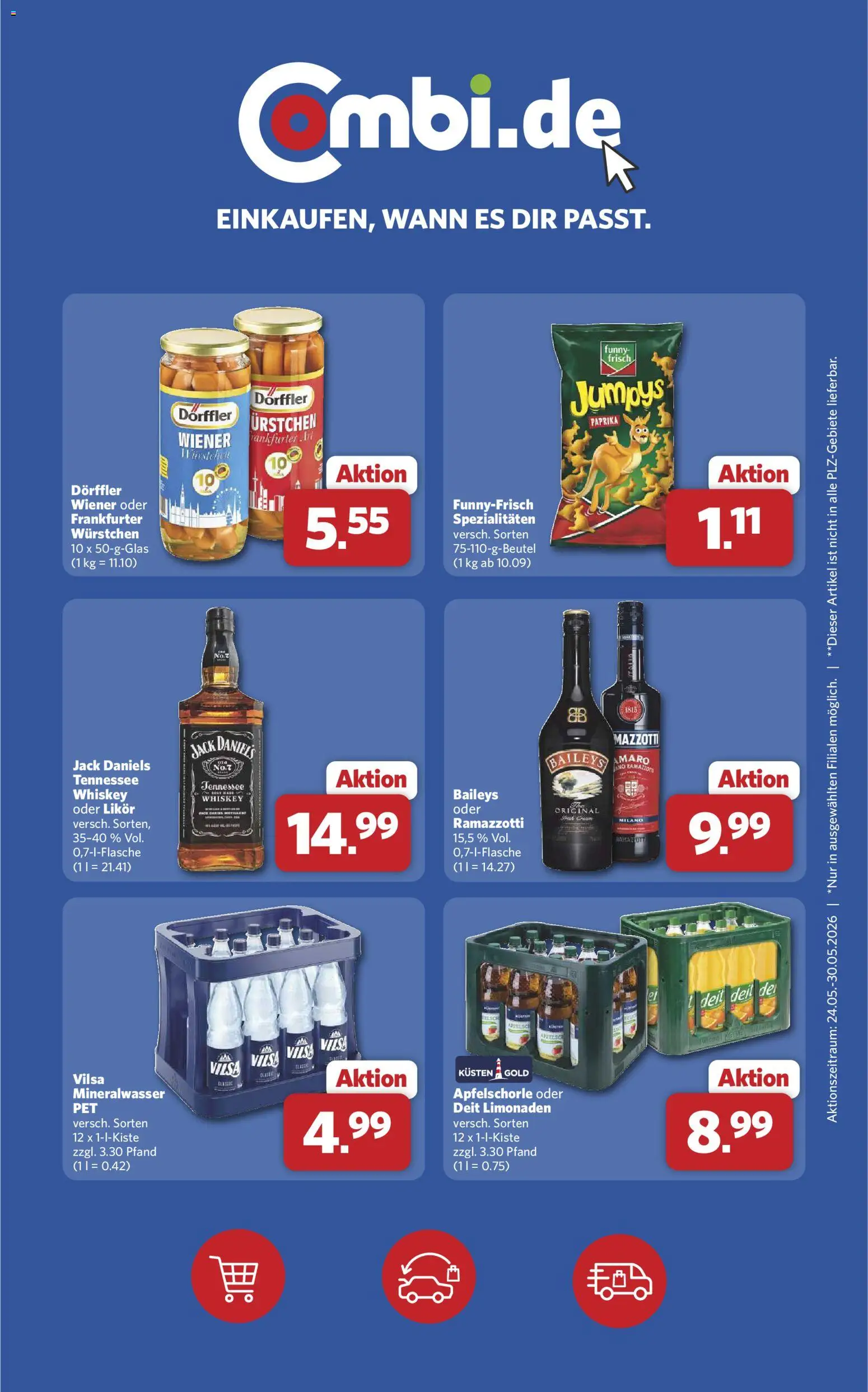 Combi Wochenknaller – gültig ab 24.05.2026 | Seite: 2 | Produkte: Jack Daniel's, Mineralwasser, Baileys, Whiskey