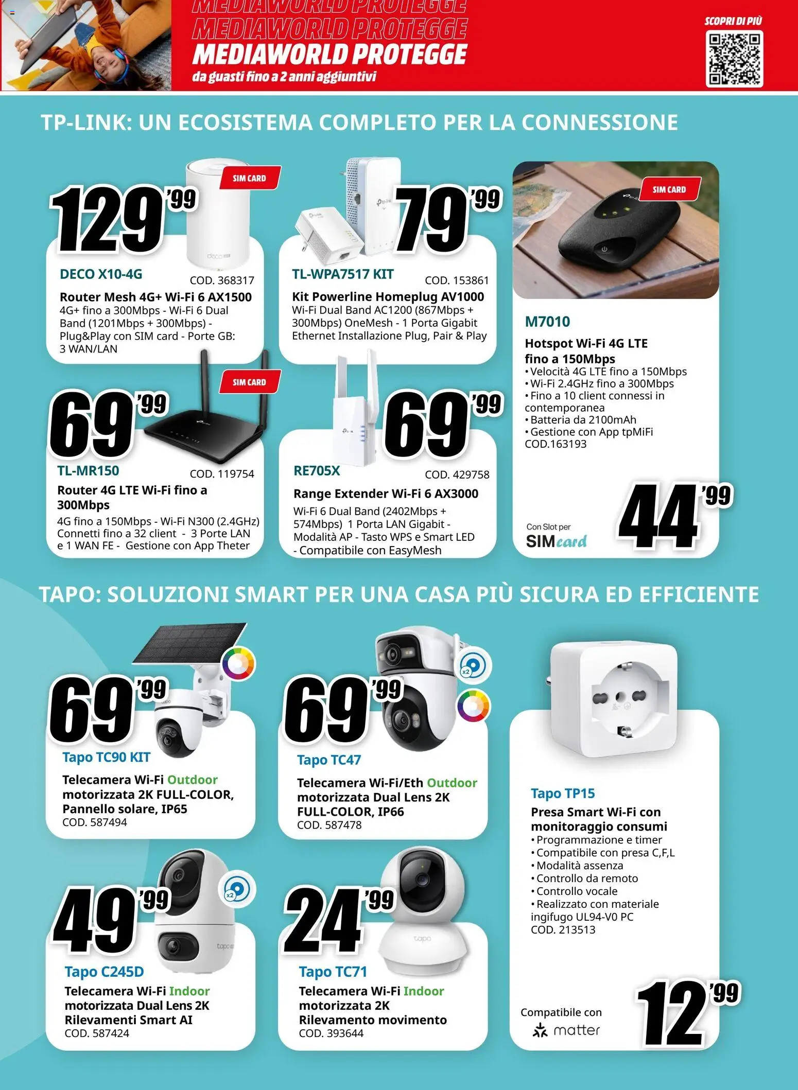 Volantino Media World del 16/10/2026 | Pagina: 5 | Prodotti: Router, Porta, Range extender, Presa