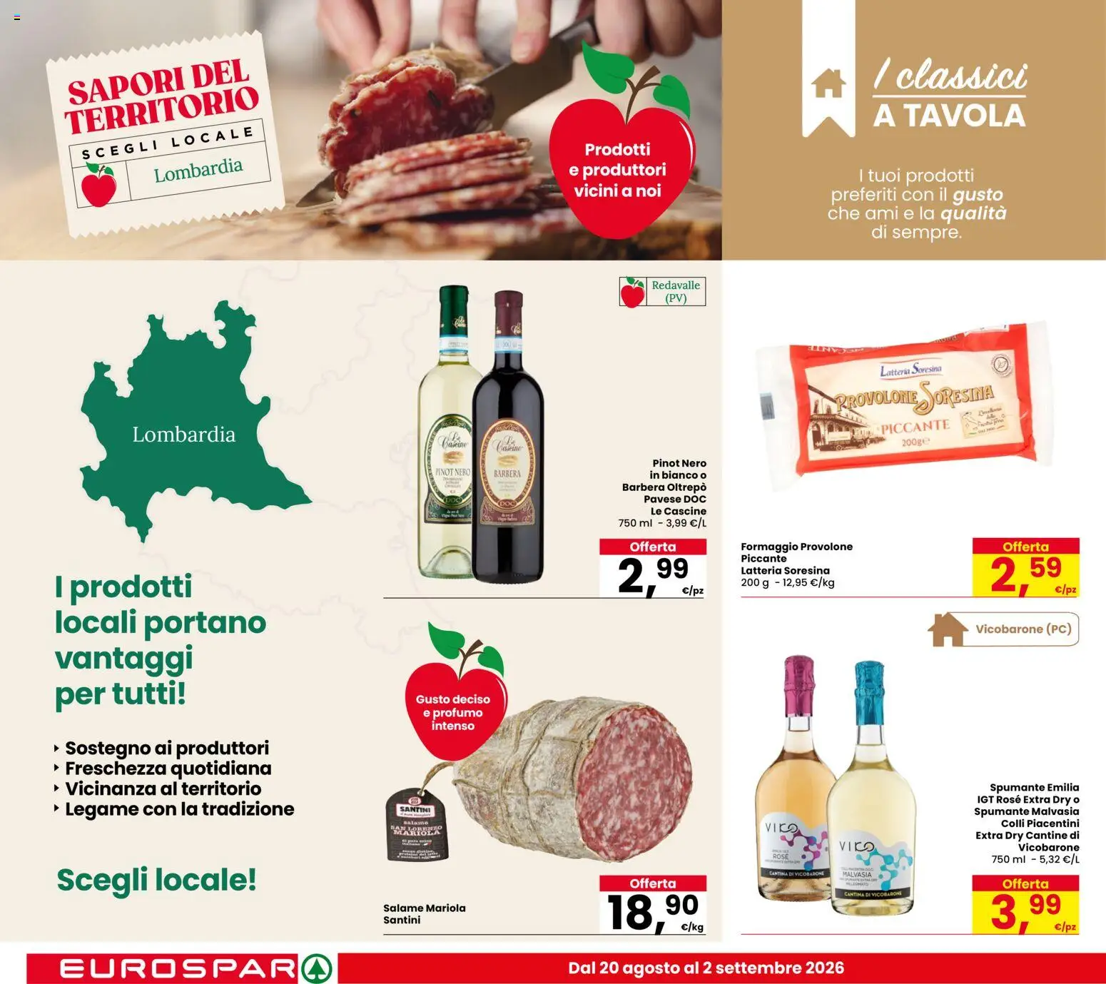 Volantino Eurospar del 20/08/2026 | Pagina: 10 | Prodotti: Provolone, Formaggio, Spumante, PC