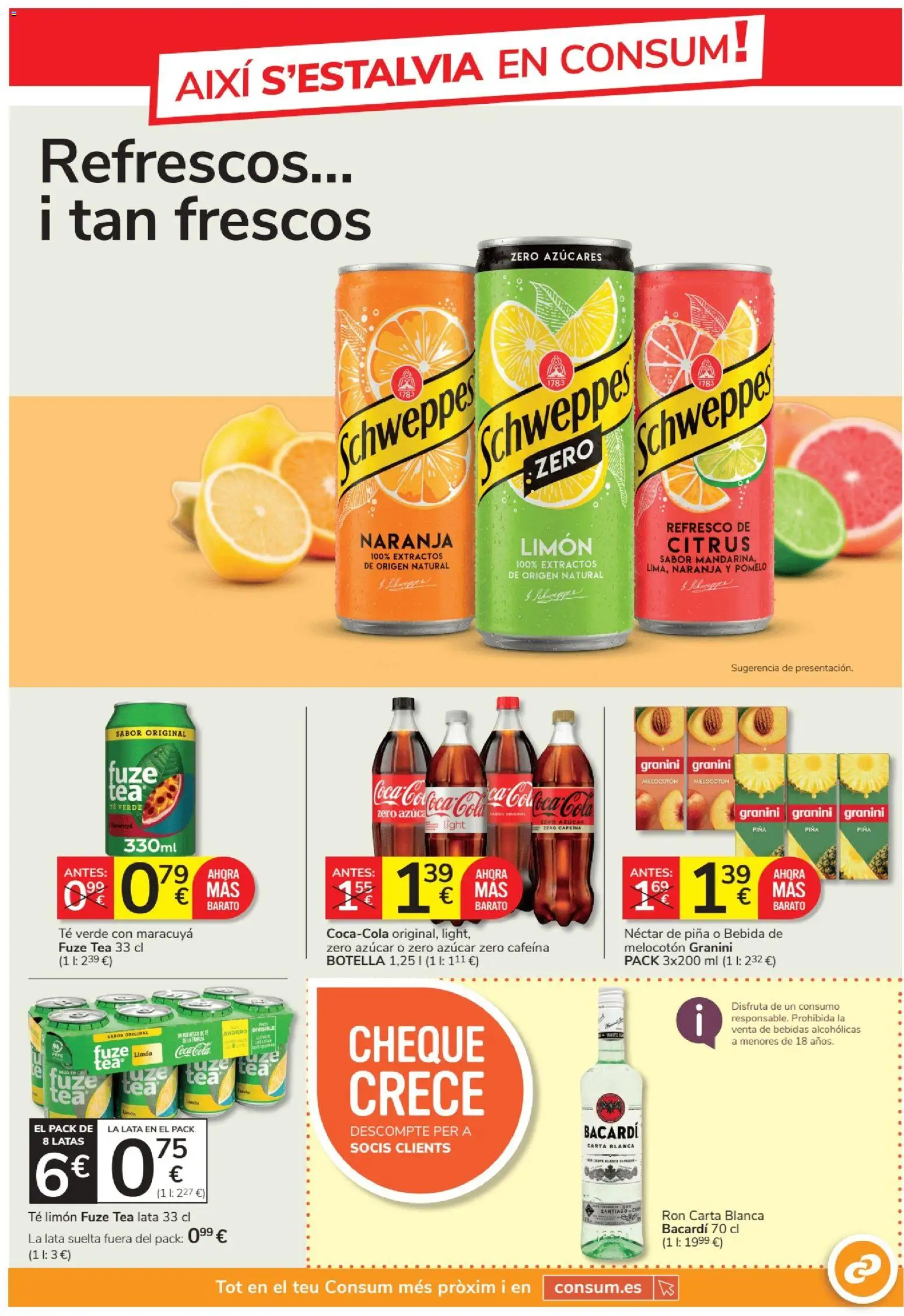Consum folleto │ válido desde el 27/08/2026 | Página: 15 | Productos: Ron, Bebidas, Azúcar, Néctar