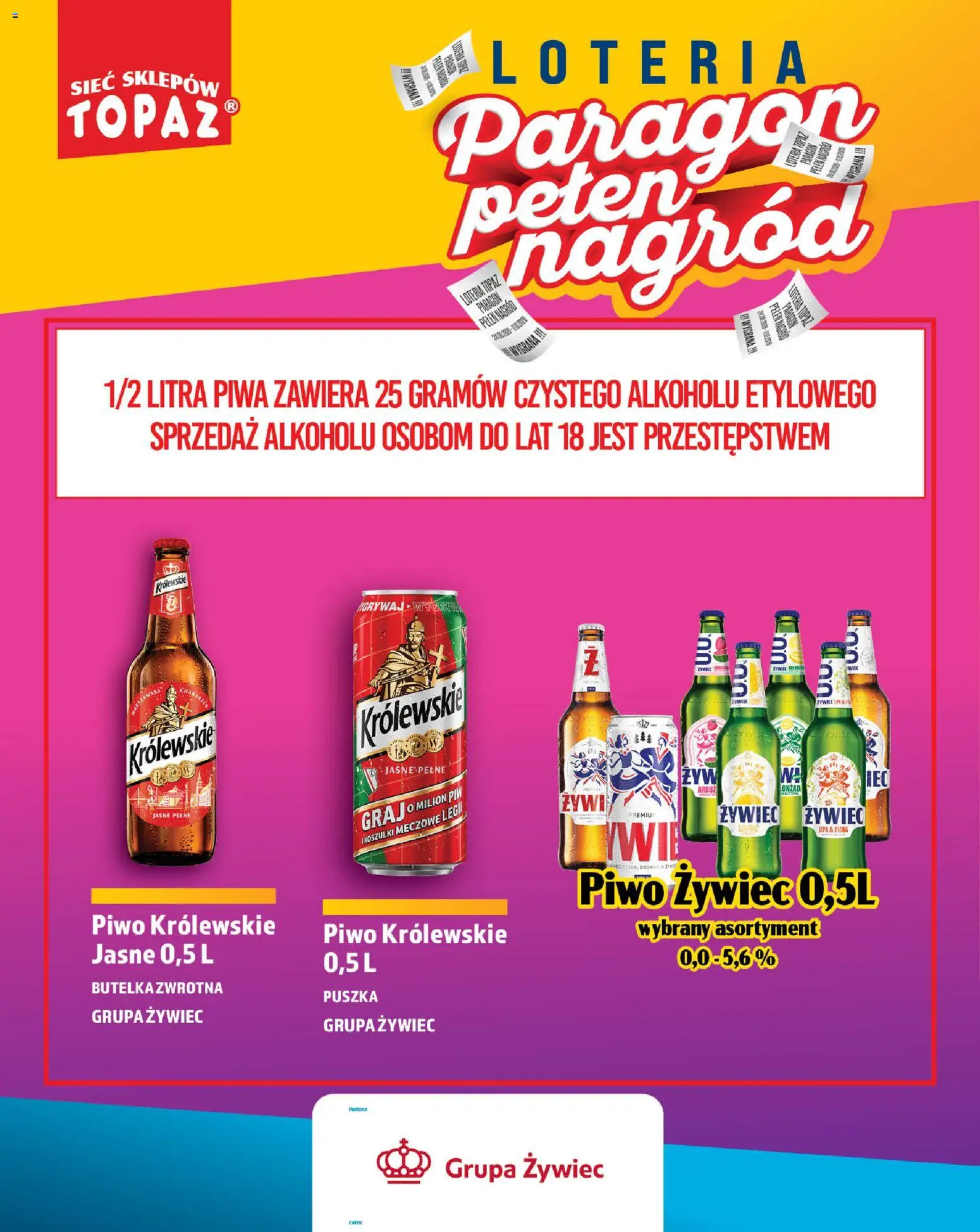 Topaz gazetka - Loteria Paragonowa od 24.08.2026 | Strona: 90 | Produkty: Arbuz, Piwo Królewskie, Piwo