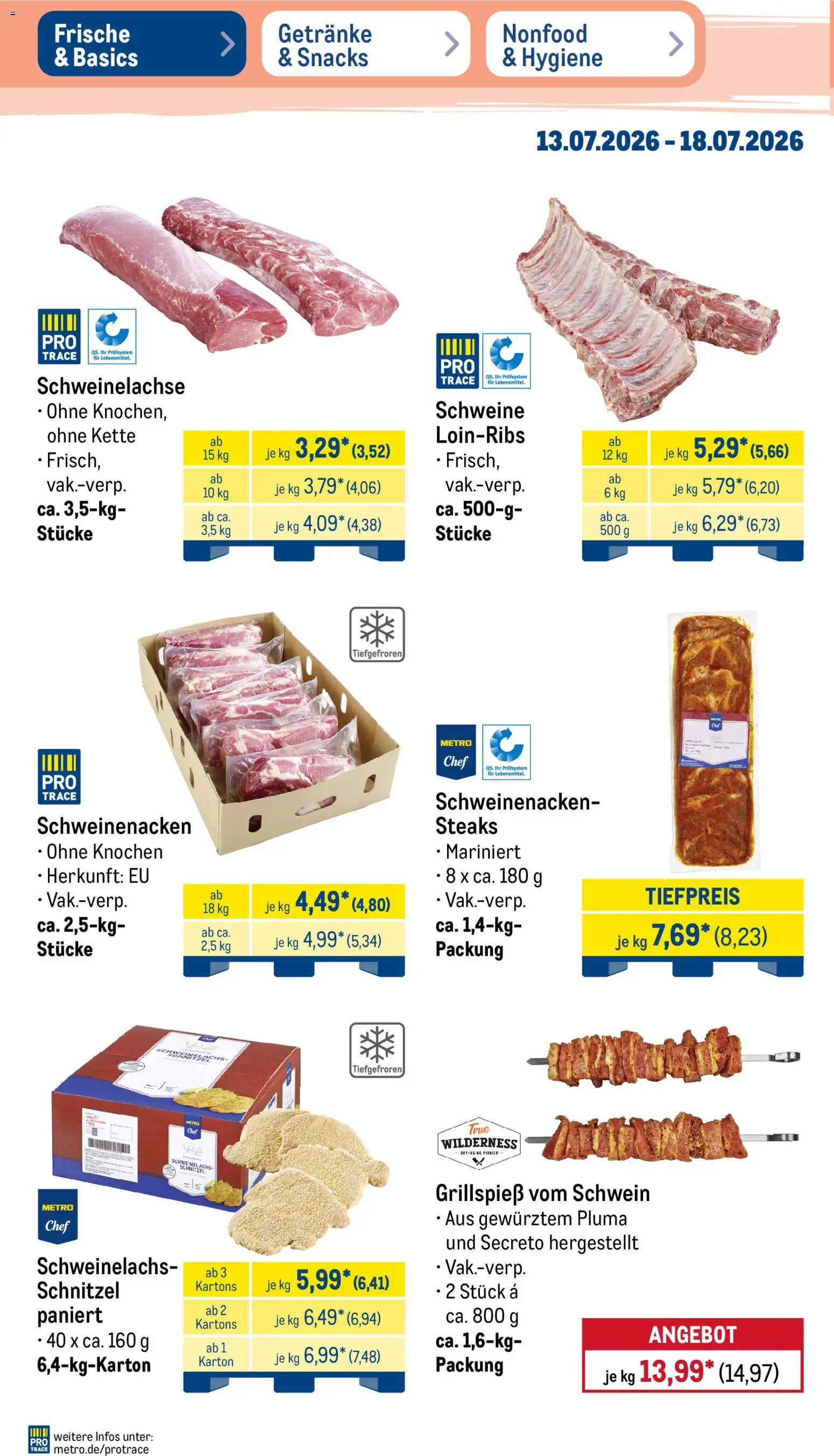 Metro NonFood-Angebote – gültig ab 13.07.2026 | Seite: 35 | Produkte: Schweinenacken, Schnitzel