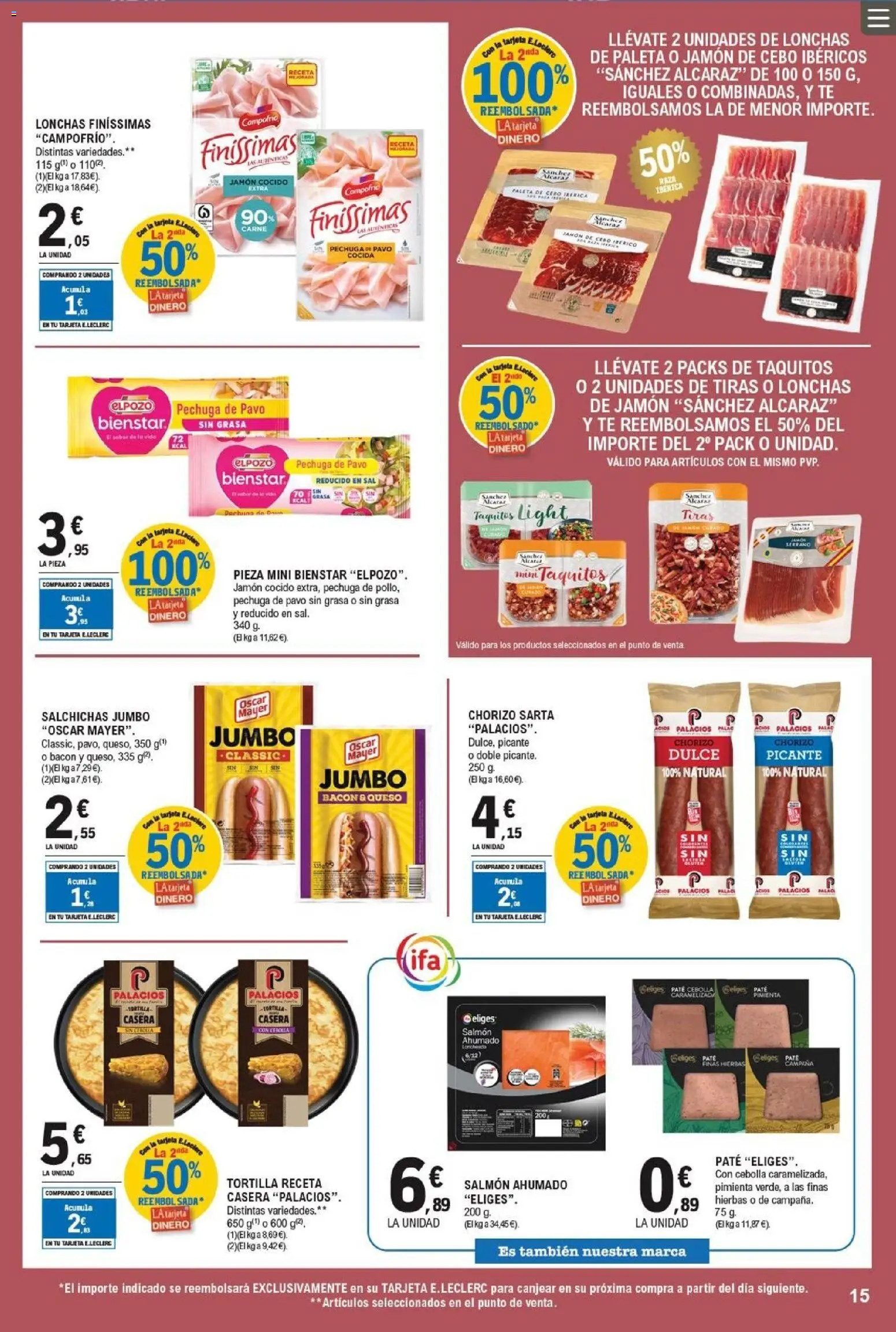 E.Leclerc folleto │ válido desde el 20.05.2026 | Página: 15 | Productos: Queso, Jamón, Jamón cocido, Salmón ahumado