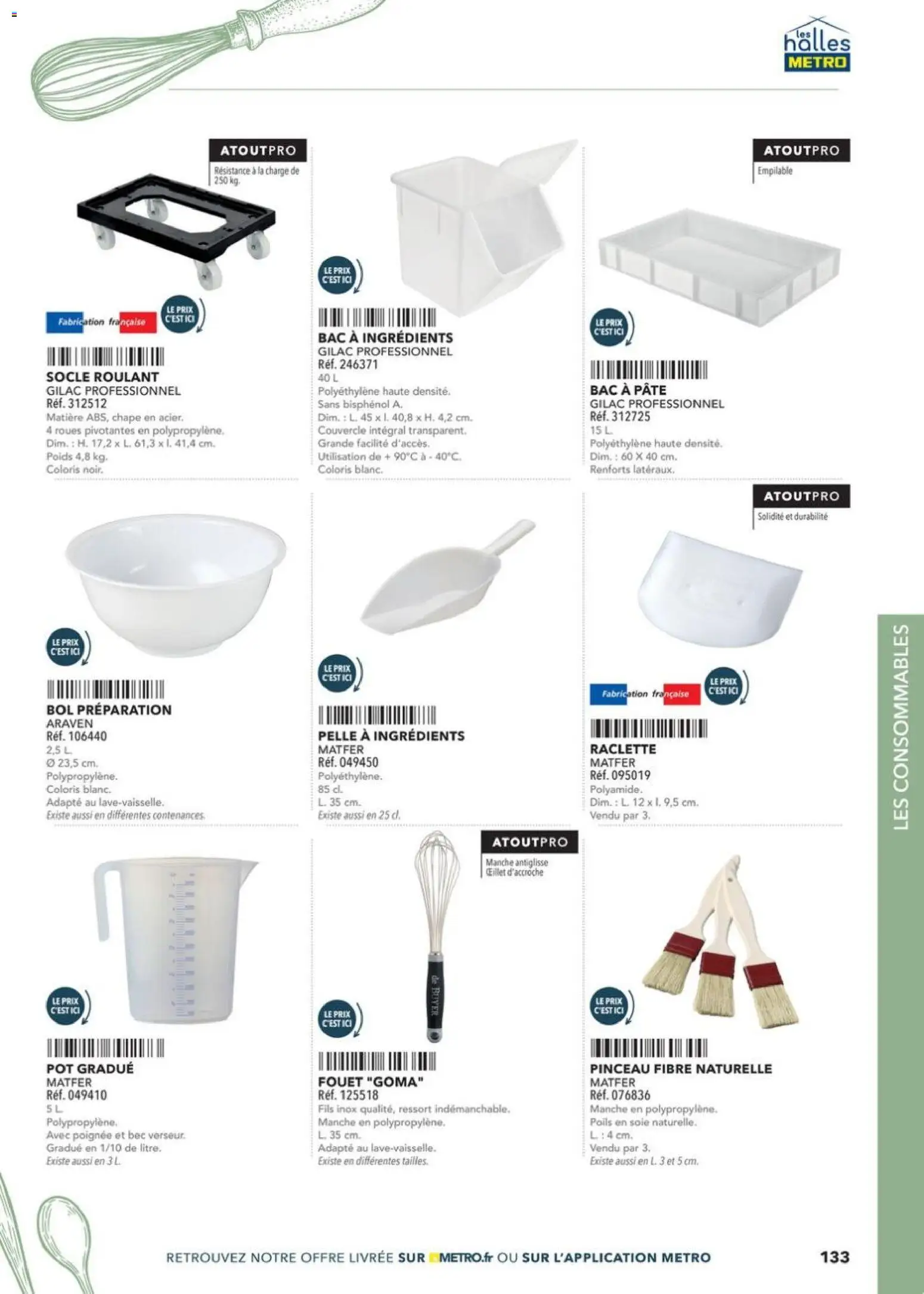 {H1} | Page: 133 | Produits: Poids, Bol, Pinceau, Raclette