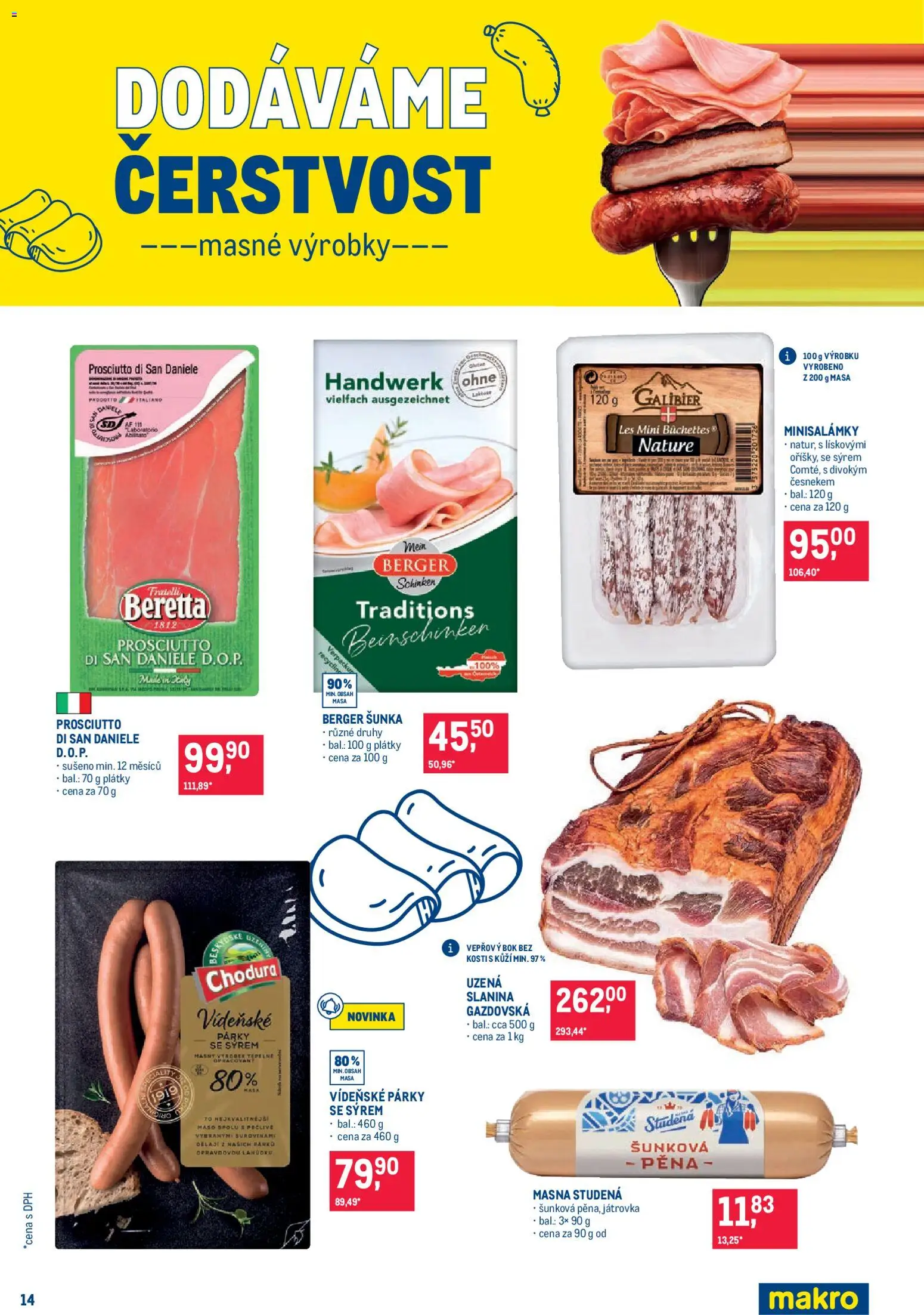 Makro leták - Pro milovníky jídla od 26.08.2026 | Strana: 14 | Produkty: Prosciutto, Vepřový bok, Pěna, Slanina