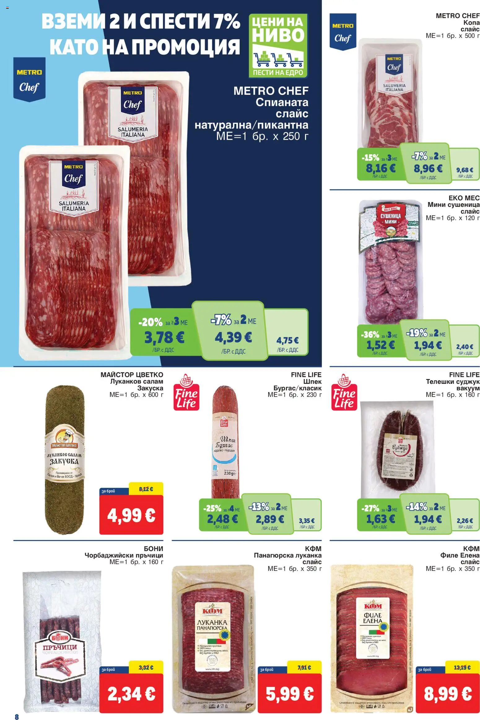 {H1} | Страница: 8 | Продукти: Салам, Филе