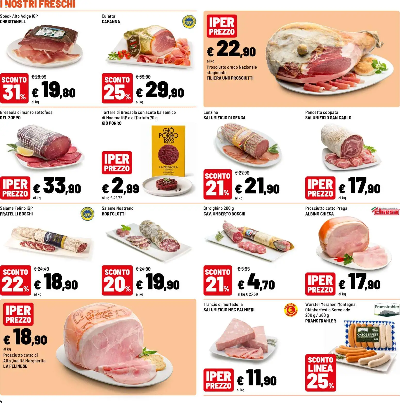 Volantino Iper del 10/08/2026 | Pagina: 4 | Prodotti: Tartufo, Salame, Bresaola, Aceto