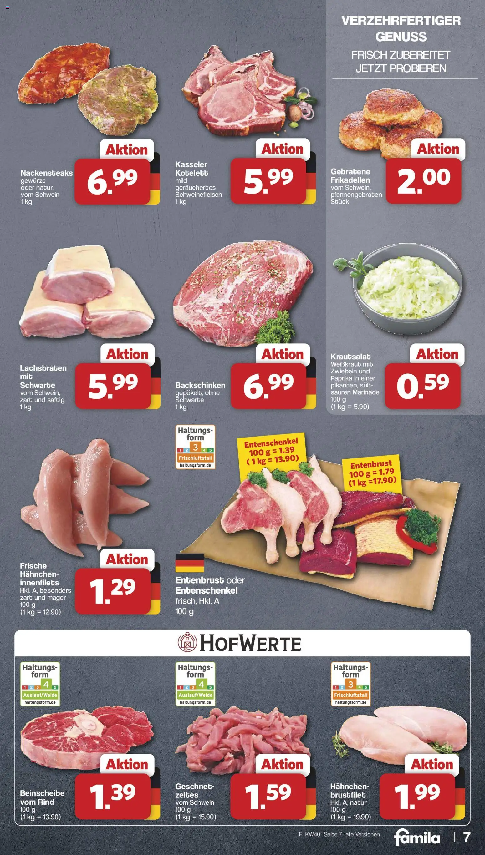 Famila Nordwest Prospekt – gültig ab 28.09.2026 | Seite: 7 | Produkte: Nackensteaks, Hahnchen, Zwiebeln, Schweinefleisch