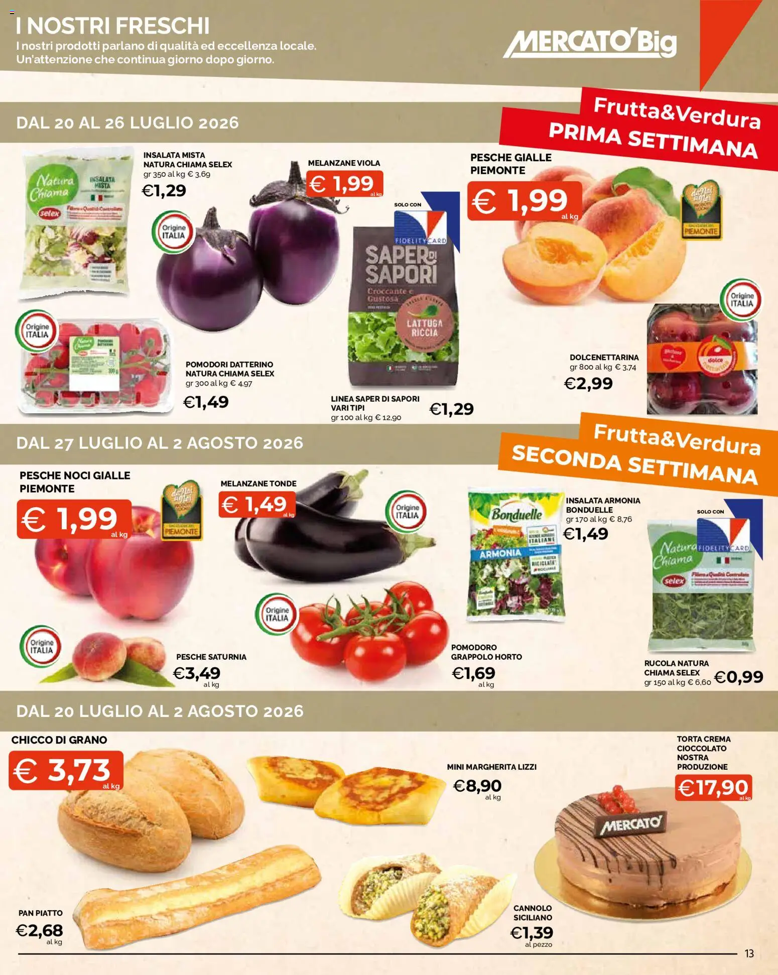 Volantino Mercatò del 20/07/2026 | Pagina: 13 | Prodotti: Insalata, Pomodoro, Pomodori, Piatto