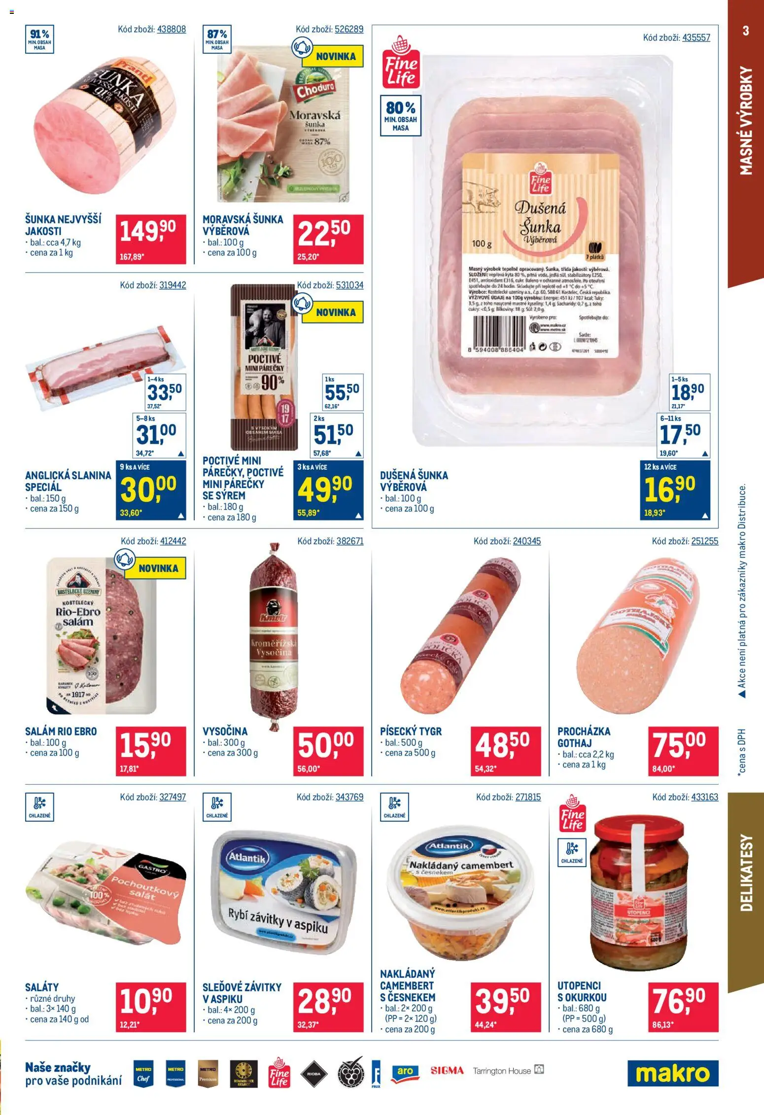 Makro leták - Maloobchod od 29.07.2026 | Strana: 3 | Produkty: Saláty, Šunka, Anglická slanina, Uzeniny