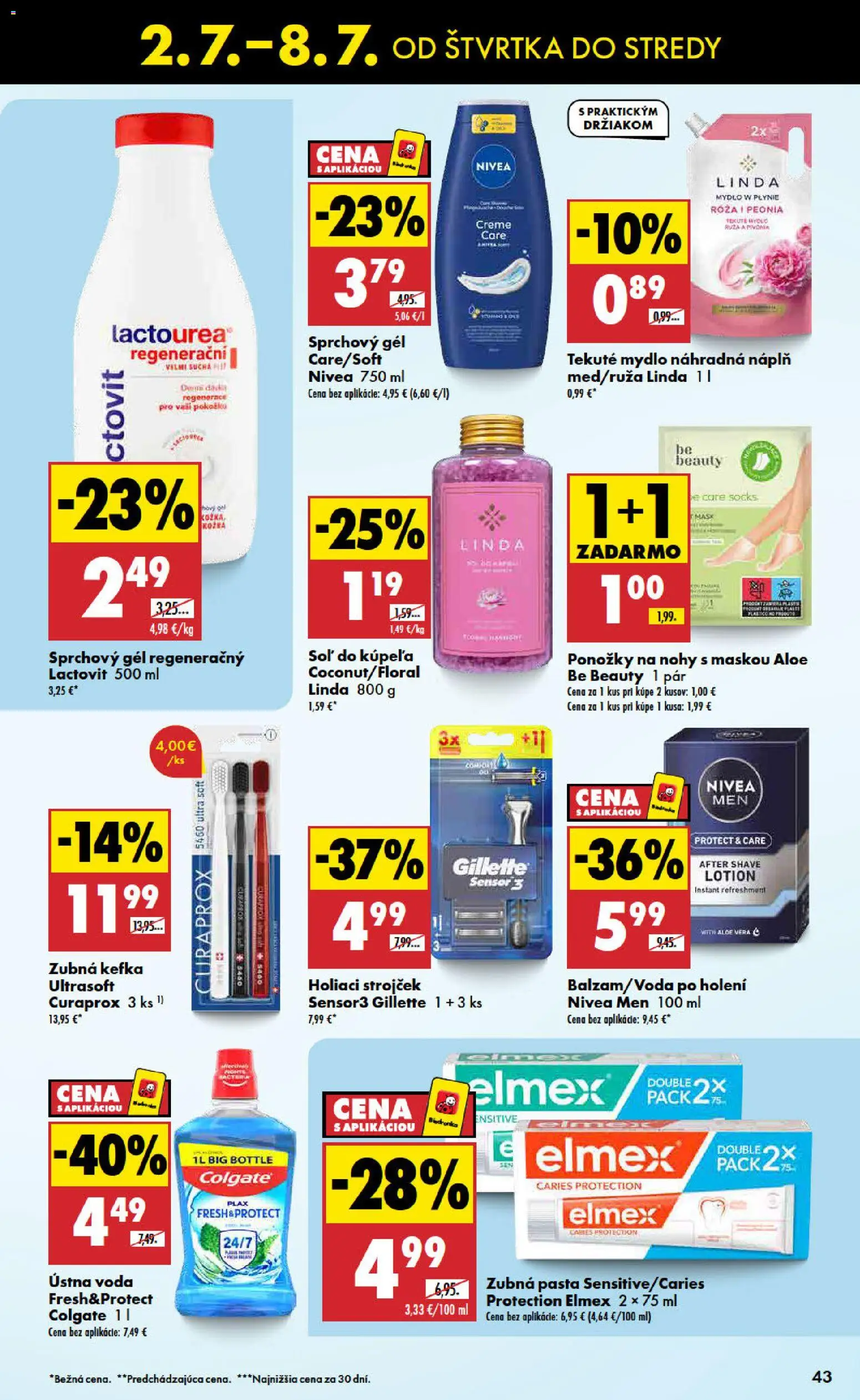 Nové Biedronka akcie – leták je platný od 02.07.2026 | Strana: 43 | Produkty: Zubná kefka, Strojček, Holiaci strojček, Lactovit